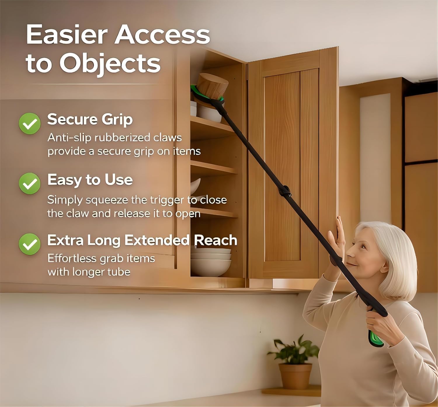 75Inch Extra Long Grabber Reacher Tool, LEGENDONE Easy Foldable Reacher Grabber, Dual Magnetic Tip Pickup Tool Trash Picker, Strong Grip Aid for Upper Shelves, Elderly, Surgery Recovery Must Have - Image 4