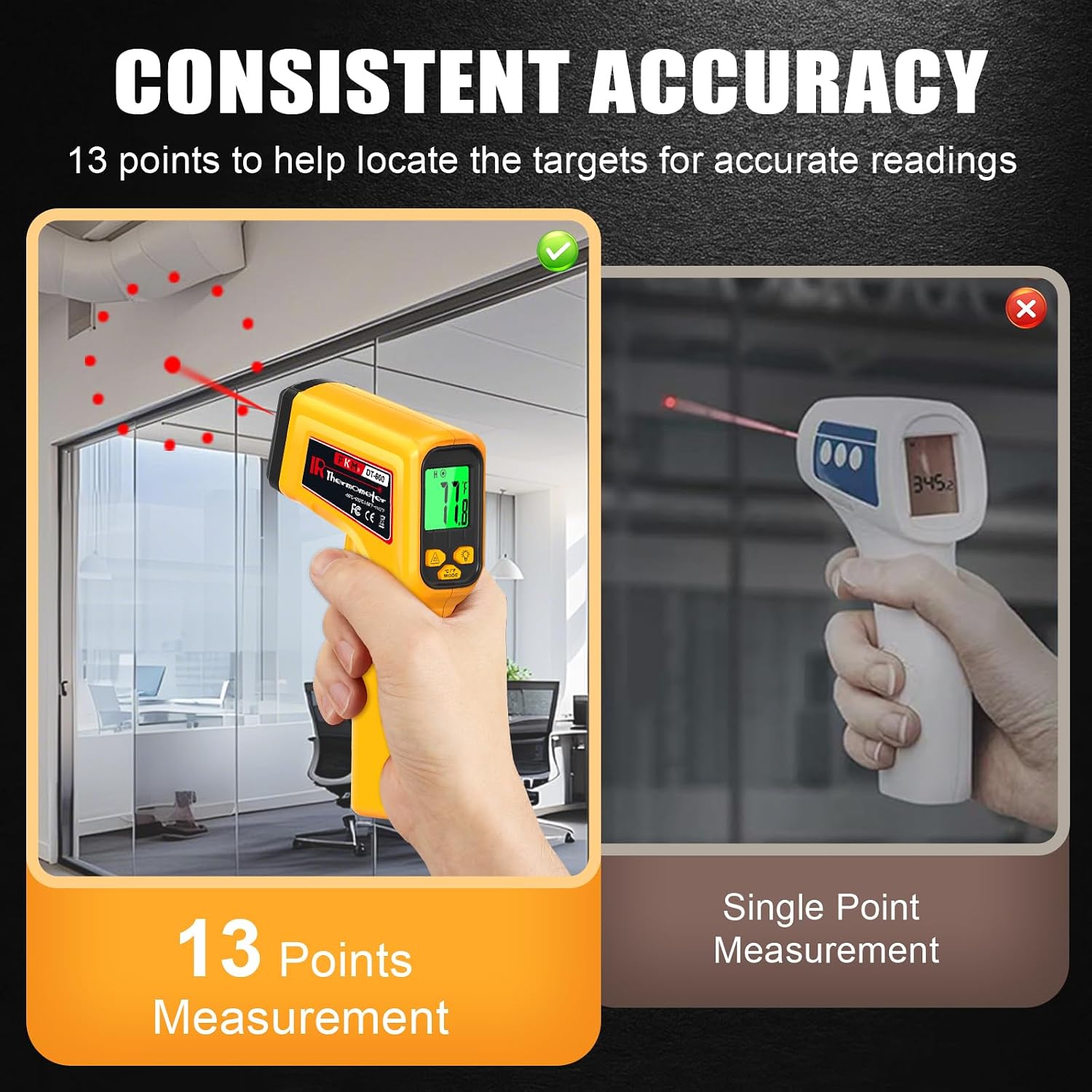 FKM Infrared Thermometer Gun High Precision 13-Point Laser -58°F~1112°F - Image 2