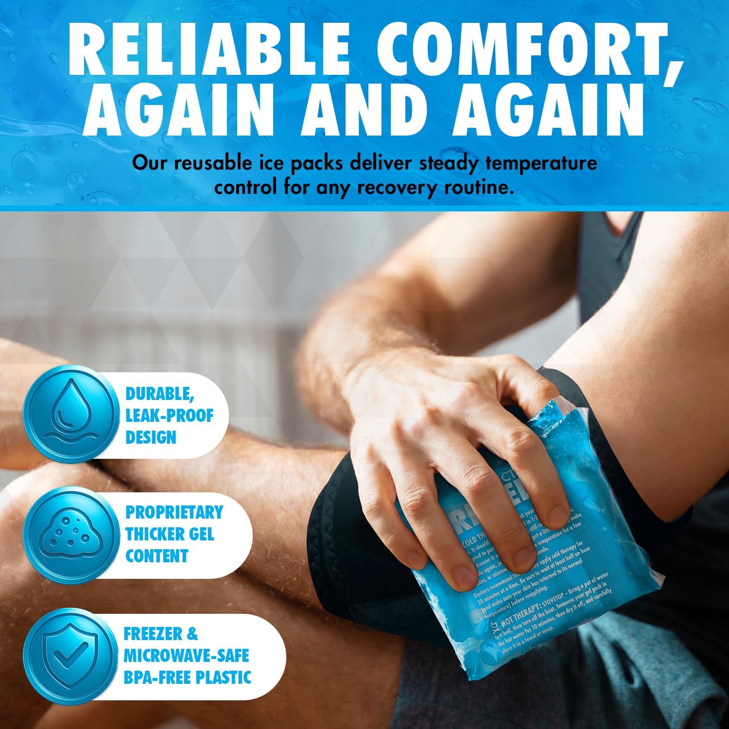 Perfect Remedy 2-Pack Gel Ice Packs for Injuries Reusable, Hot & Cold Pack that’s Durable, Soft & Flexible, Fast Relief & Recovery (Blue, Reg 2PK) - Image 6