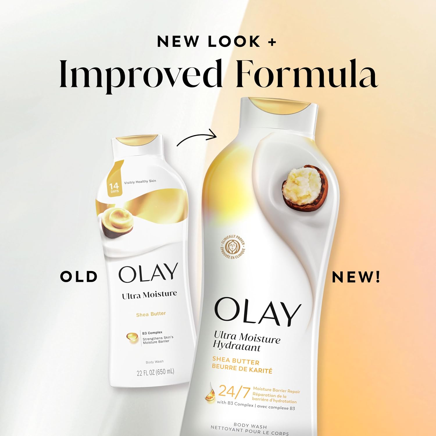 Olay Body Wash for Women, Ultra Moisture, 24hr Moisturizing, Hydrating & Refreshing, B3 Vitamin Complex, Free of Parabens & Phthalates, For All Skin Types, Shea Butter Scent, 22 fl oz - Image 8