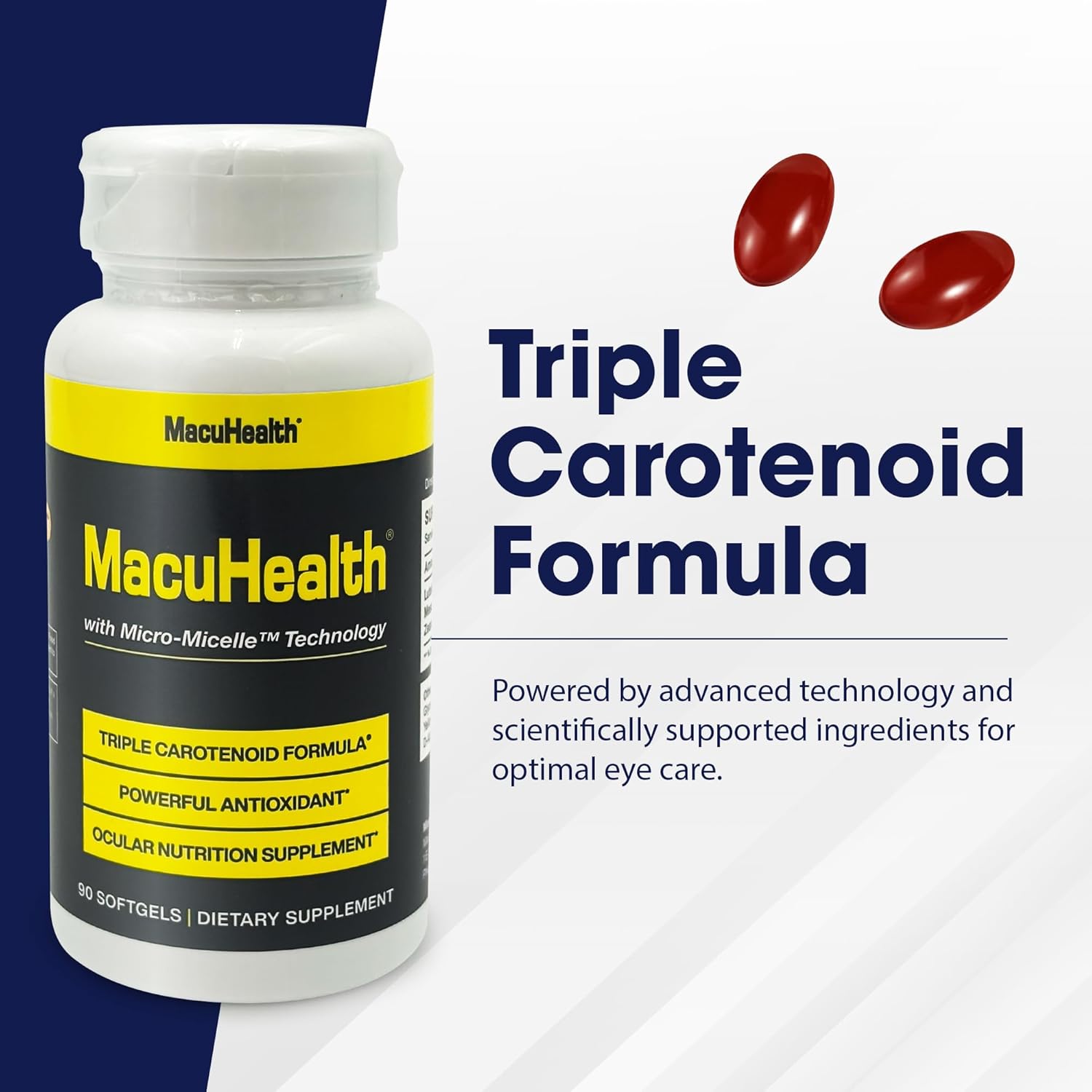 MacuHealth Triple Carotenoid Formula - Eye Vitamins for Adults, 90 Softgels (3-Month Supply) + Omega 3 Fish Oil - 1100mg DHA, 1100mg EPA, Triglyceride Formula, 120 Softgels for Overall Wellness - Image 3