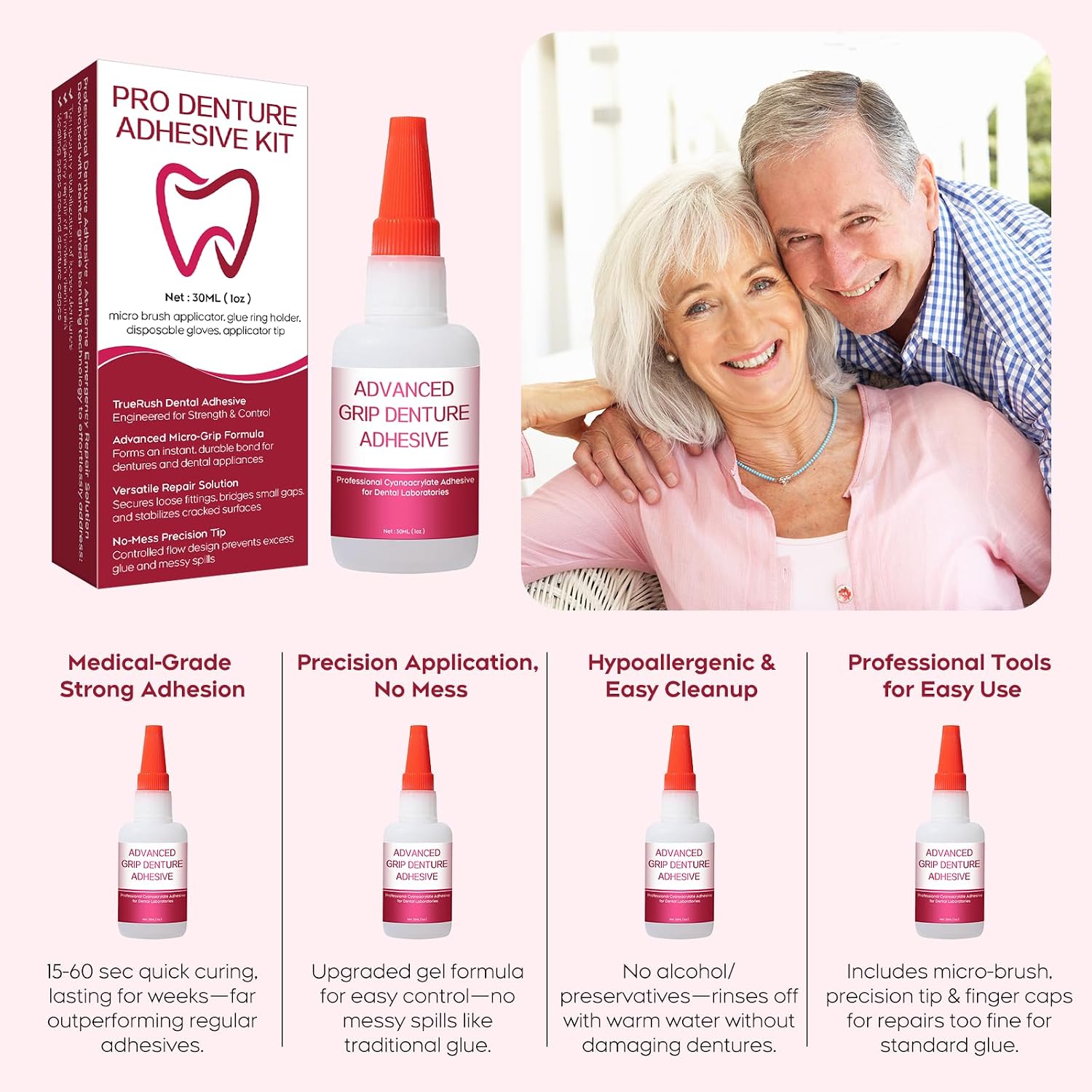 Dental Lab Instant Bonding Dental Glue for Dentures & Lab Tools - Fast-Setting in 15-60 Sec | Crack Repair & Gap Filling | Long-Lasting Hold (Days to Weeks) – 1oz - Image 3