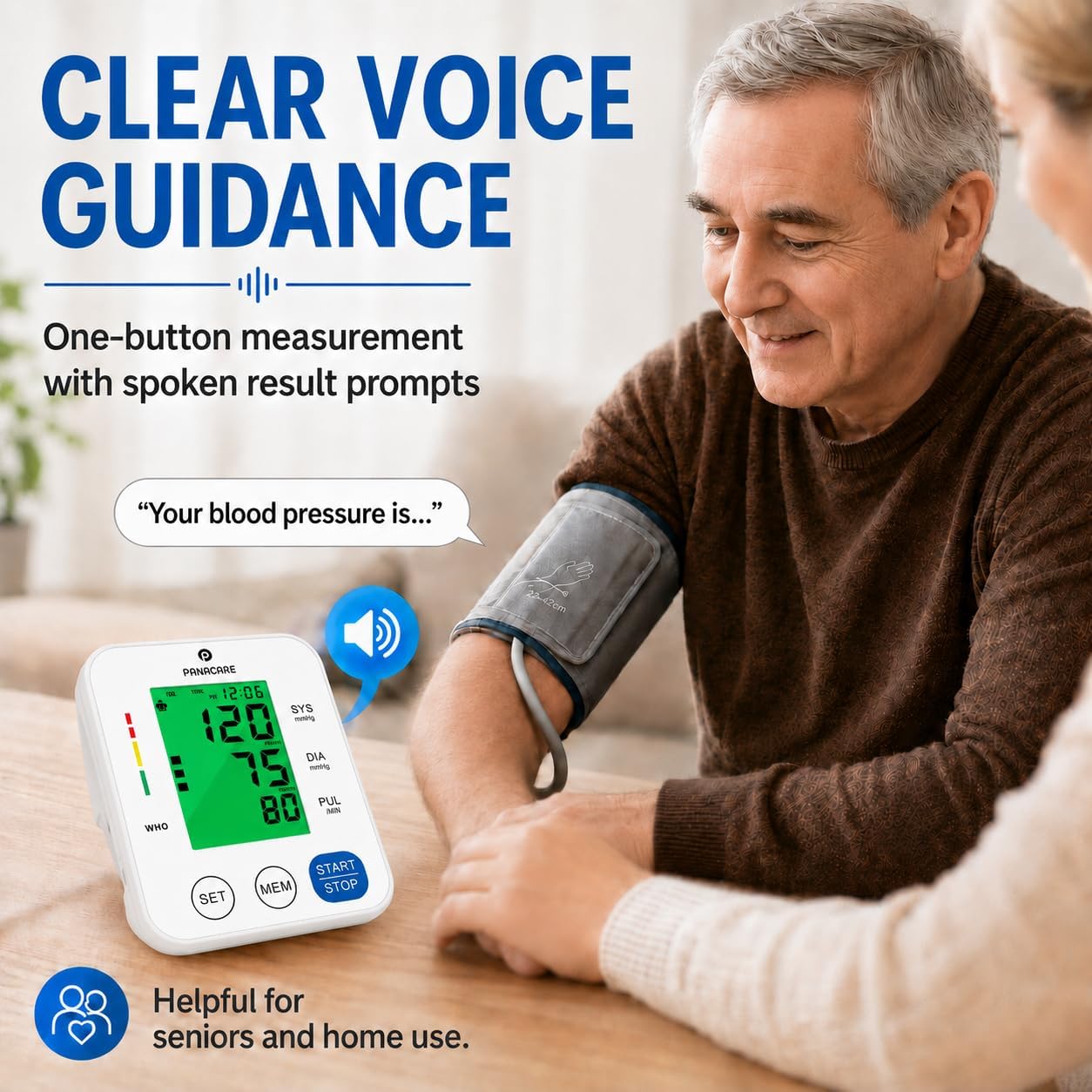 Upper Arm Blood Pressure Monitor for Home Use, Adjustable Cuff (8.7–16.5 inches), Large Backlit Display, White - Image 5