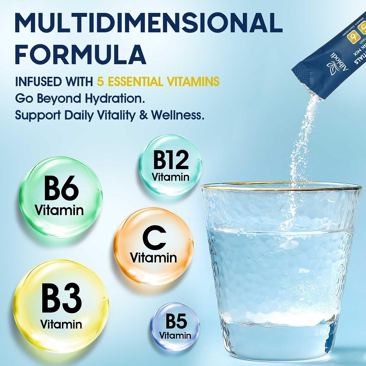 Electrolytes Powder Packets - Sugar Free & Zero Calorie Liquid Daily IV Drink Mix - Instant Hydration & Energy Supplement with 6 Electrolytes and 5 Vitamins, Keto Friendly & Vegan - 12 Sticks - Image 5