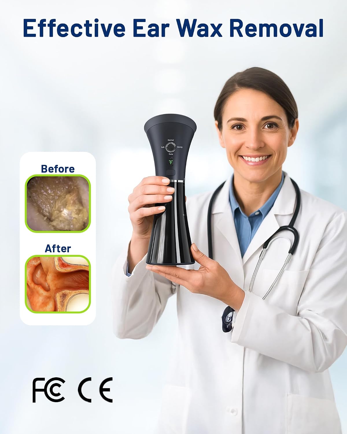 KAUGIC Ear Wax Removal, Self-Collecting Electric Flush Kit, Black - Image 2