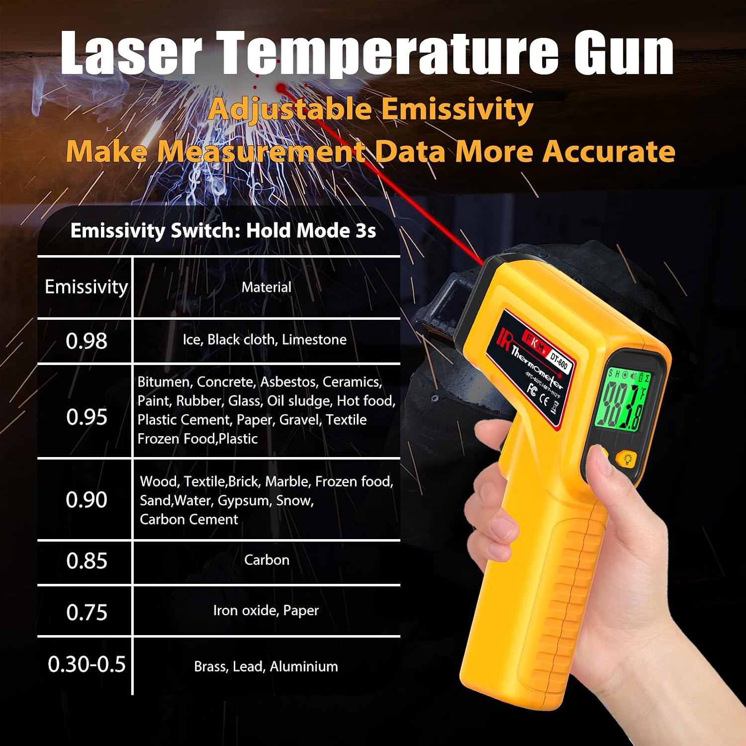 FKM Infrared Thermometer Gun High Precision 13-Point Laser -58°F~1112°F - Image 5