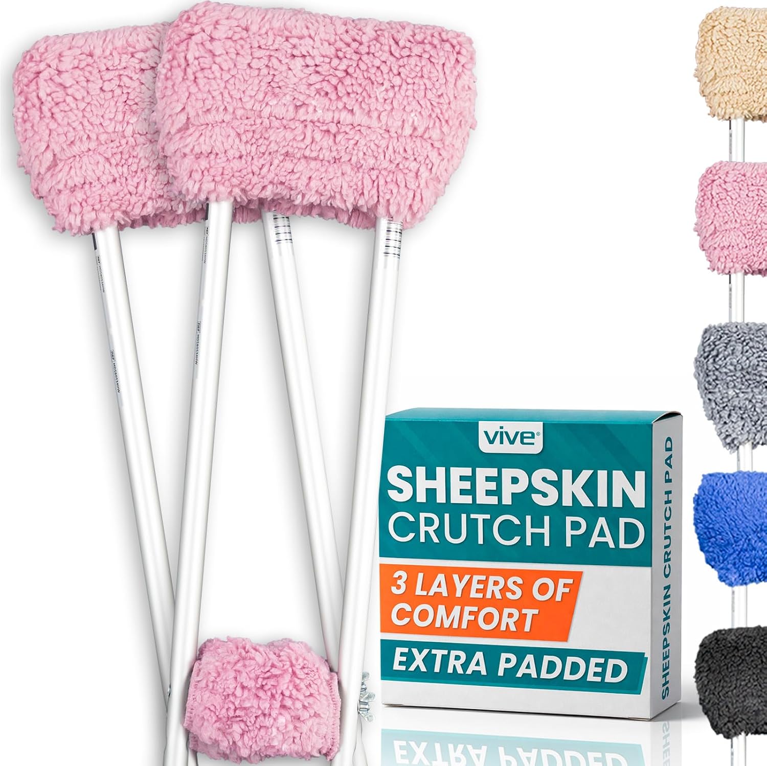 Vive Sheepskin Crutch Pads & H...