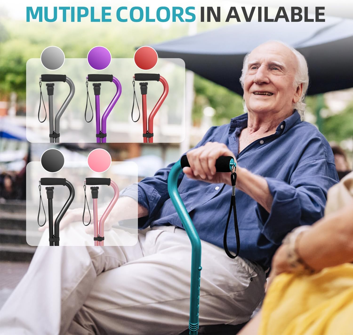 BeneCane Walking Cane for Men & Women Adjustable Cane with Offset Soft Cushioned Handle -Portable Lightweight Sturdy Mobility Walker Aid for Elderly, Seniors Collapsible Cane - Image 8