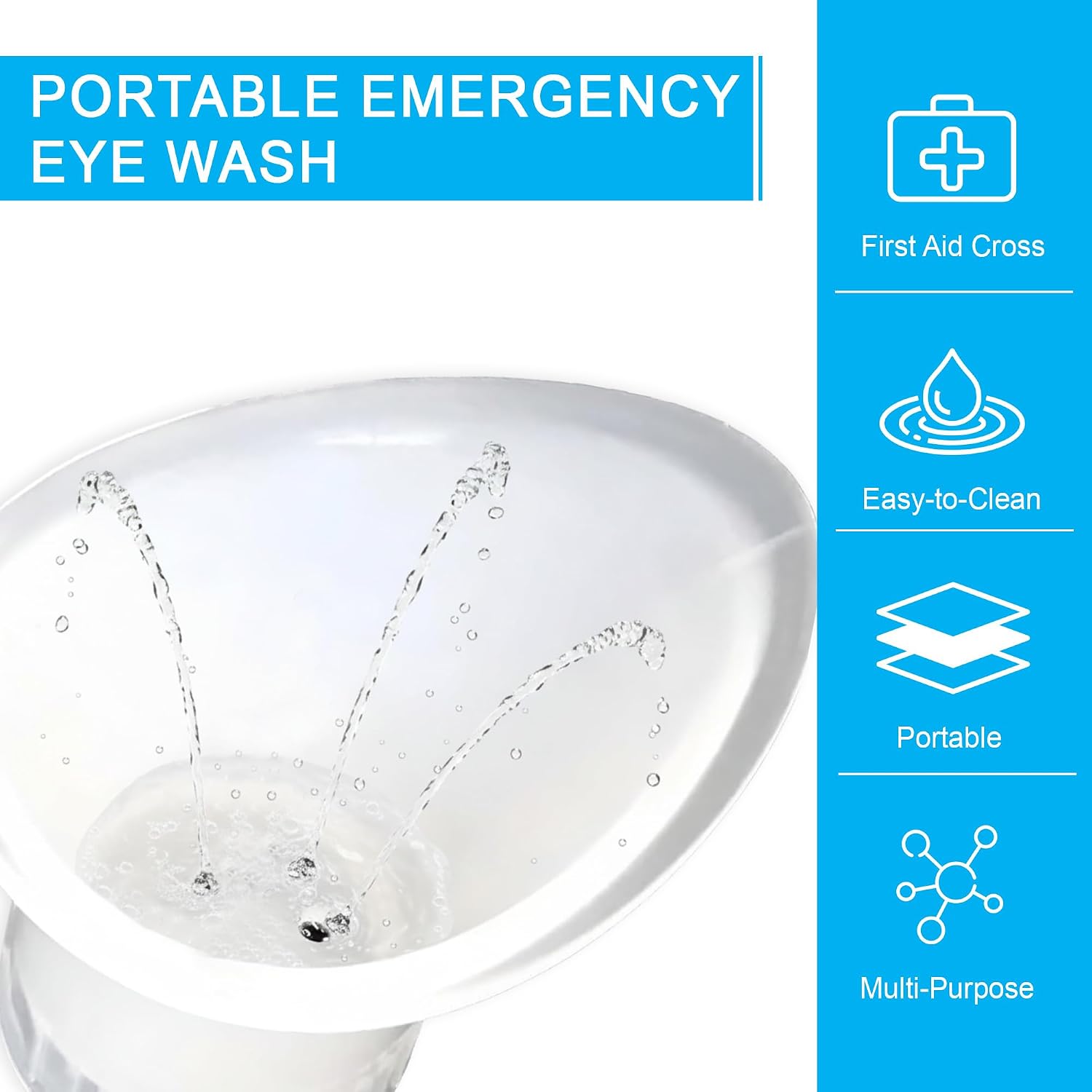 WASH+OUT Portable Eye Wash Cup – Emergency Eyewash Device for Fast Eye Irrigation – Screws onto Most Water Bottles – Compact First Aid Eye Rinse Solution - 10 Pack - Image 3