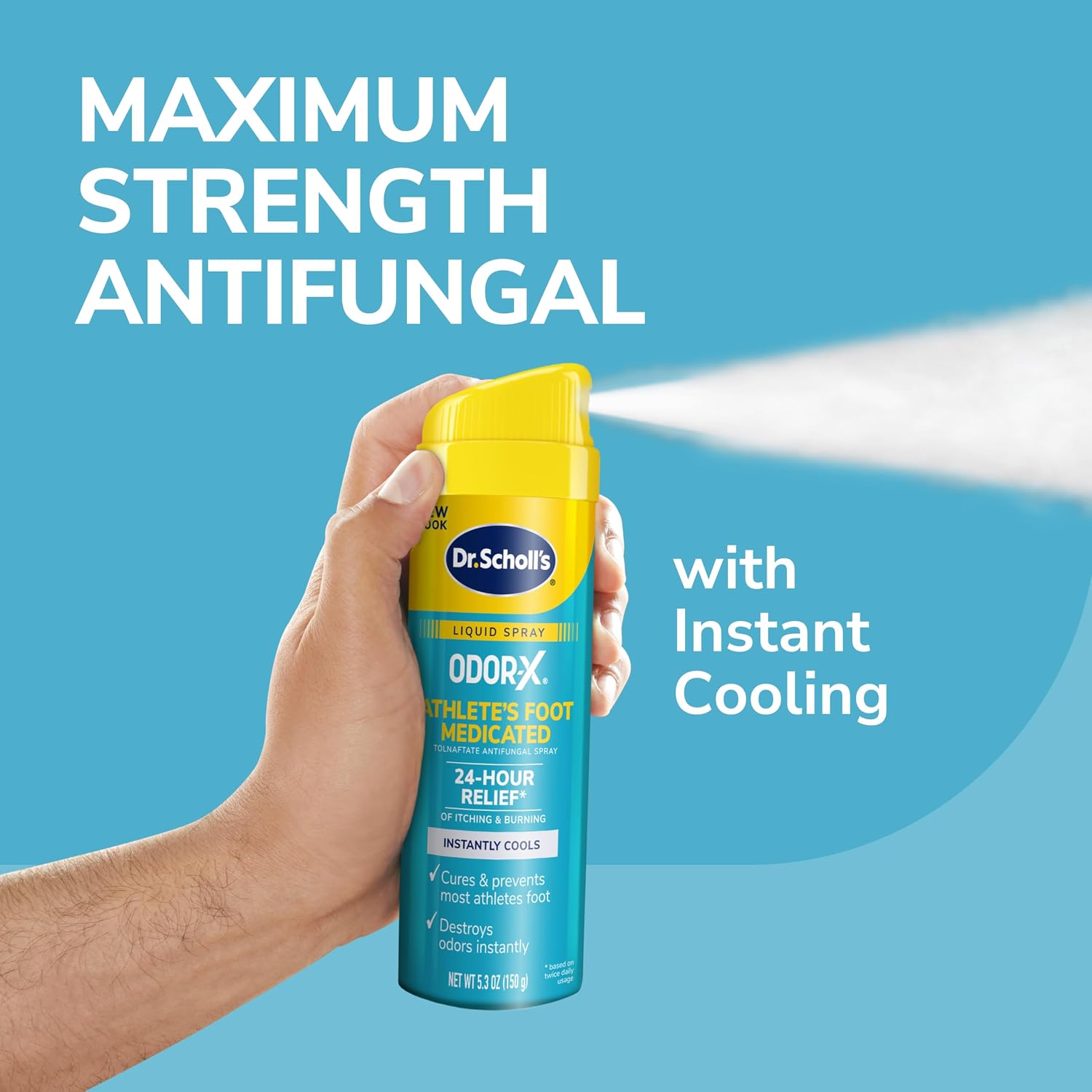Dr. Scholl's Odor-X Medicated Athlete's Foot Spray, Foot Odor Spray, 5.3 oz - Image 4