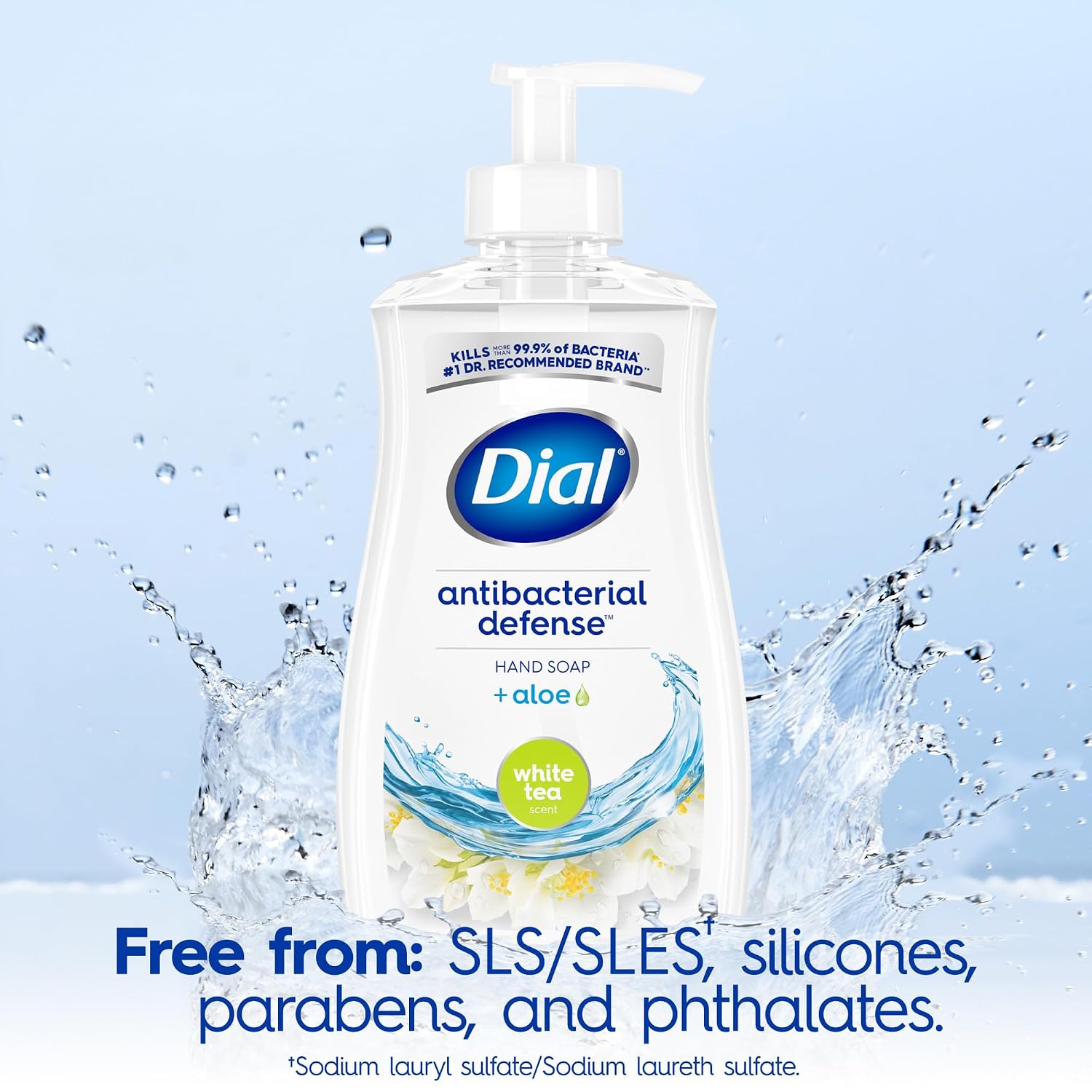Dial Antibacterial Defense Liquid Hand Soap + Aloe, White Tea Scent, 11 Fl Oz (Pack of 4), Dermatologist-Tested Hand Wash, Gentle Formula - Image 5