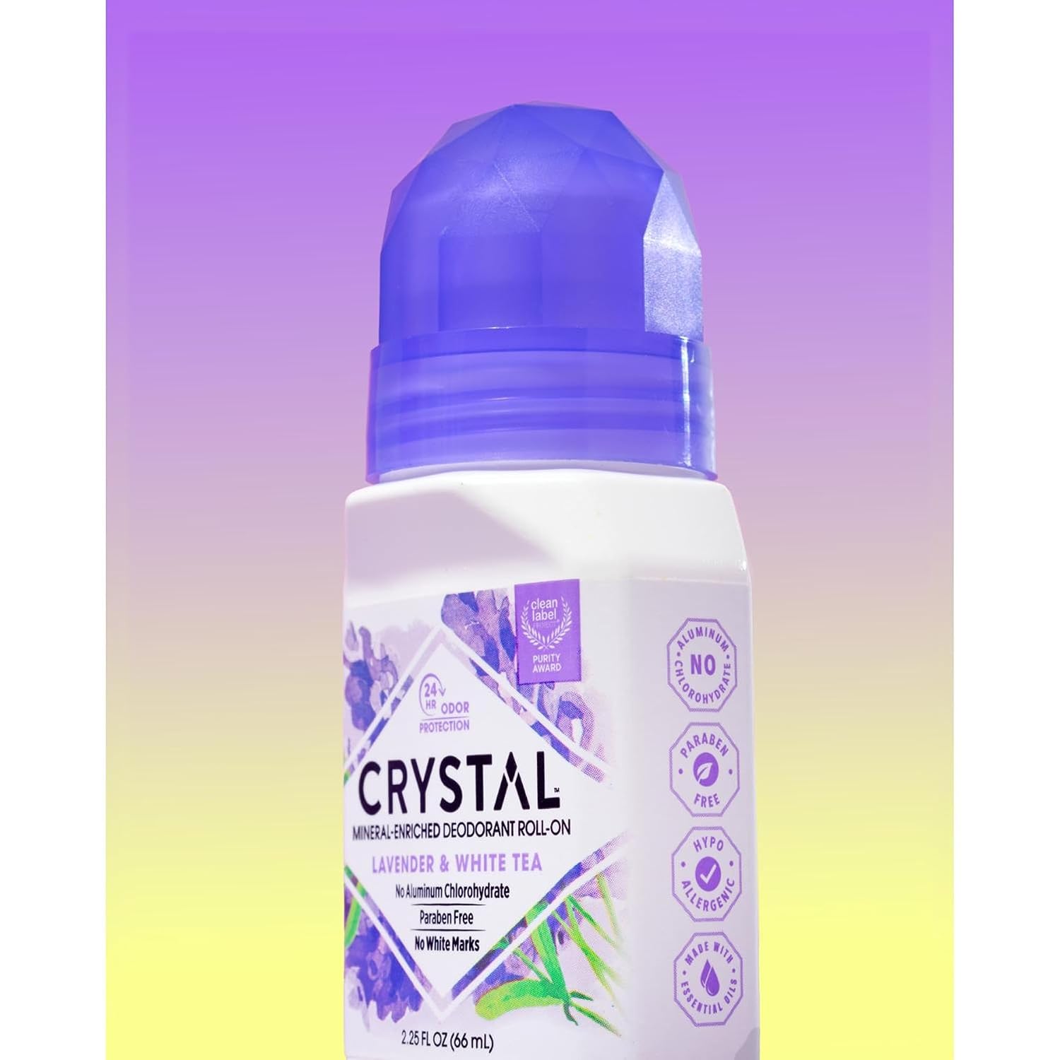 CRYSTAL Deodorant Aluminum Free Mineral Deodorant Roll-On for Women & Men, Lavender & White Tea - Paraben Free - Certified Cruelty Free & Vegan Deodorant - Prevents Odor Up to 24 Hours ,2.25 Fl Oz (Pack of 3),21661-3 - Image 4