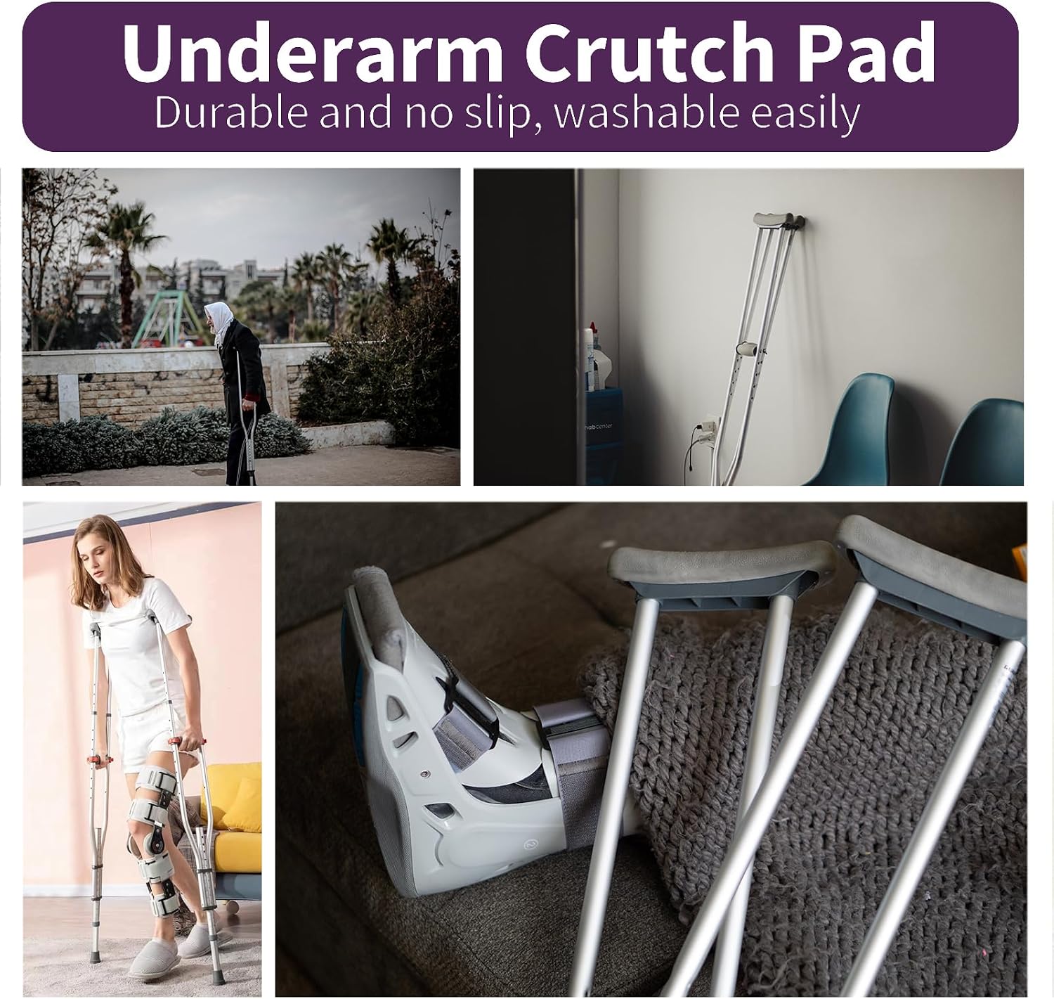 Replacement Crutch Pads, 2 Pack Crutch Padding, Underarm Crutch Pads, Replacment Cushion Tops Axillary Support Double Crutches Accessories - Image 6