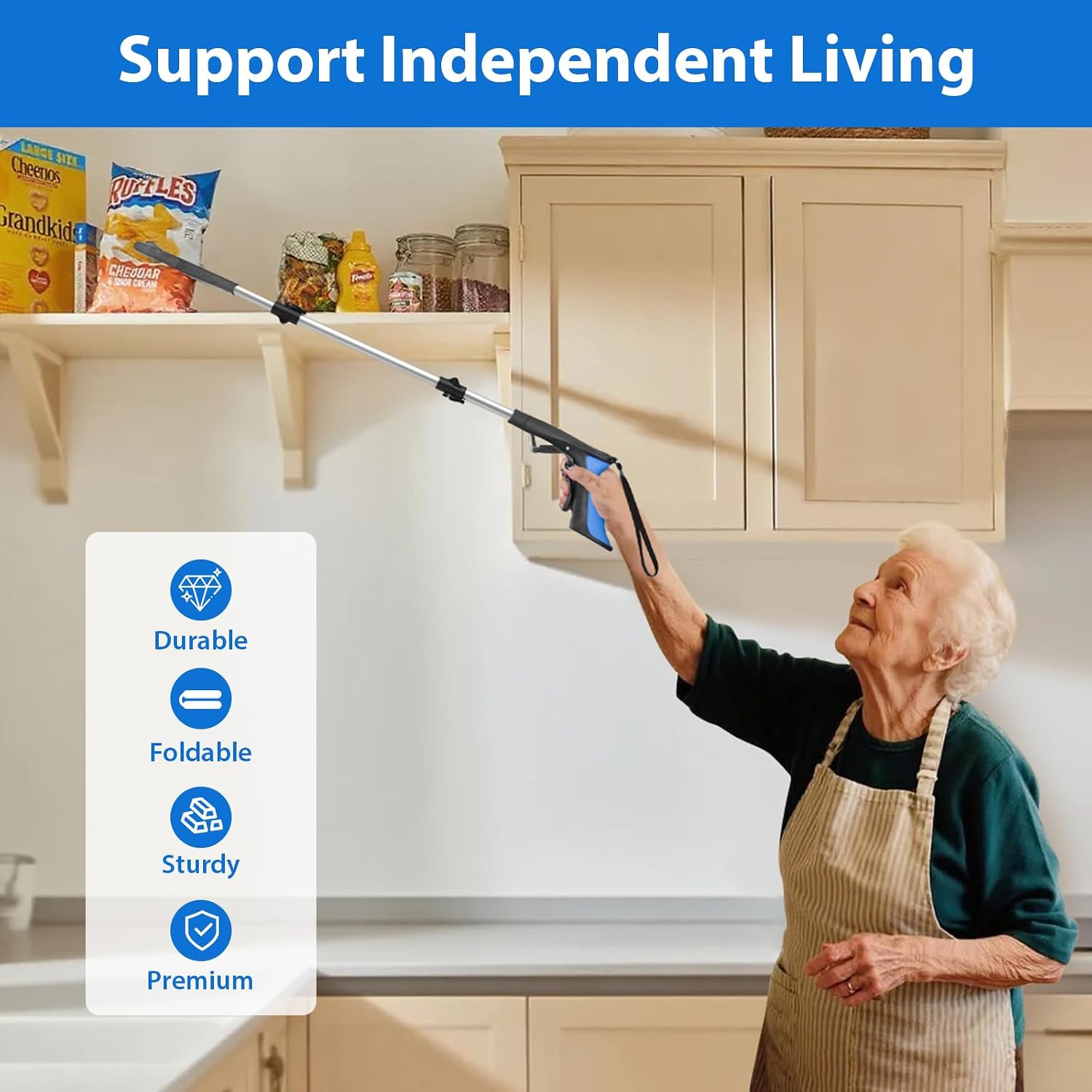 Grabber Reacher Tool 36 Inch, Foldable Grabber with Anti-Slip 360° Rotating Jaw, Magnetic Tip for Seniors, Heavy Duty Reacher Grabber Pickup Tool for Elderly After Surgery Recovery - Image 6
