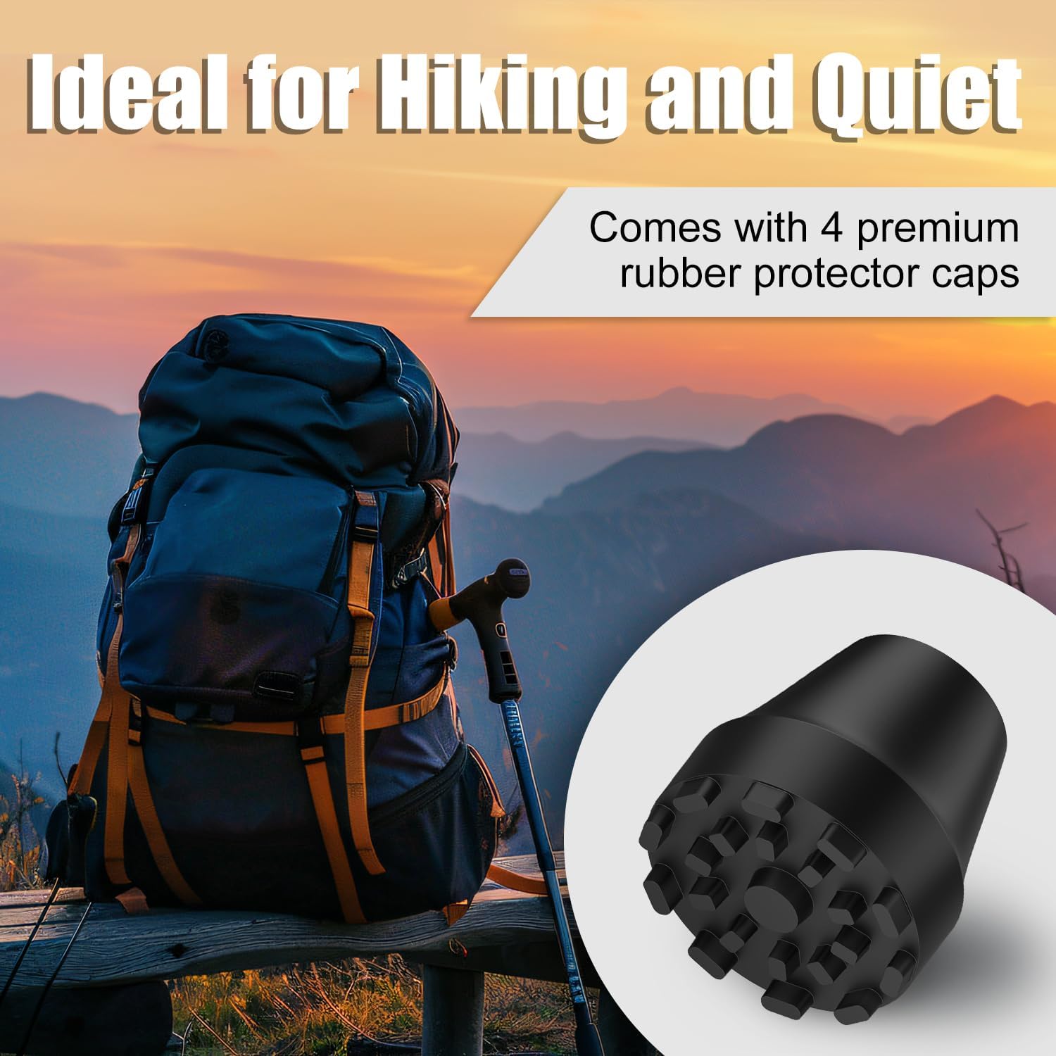supregear Trekking Pole Tips, Replacement Rubber Tips for Walking Sticks, Anti-Slip Shock Absorbing Hiking Pole Universal Feet Caps with Metal Washers for Hiking, Walking, Ski Poles - Image 4