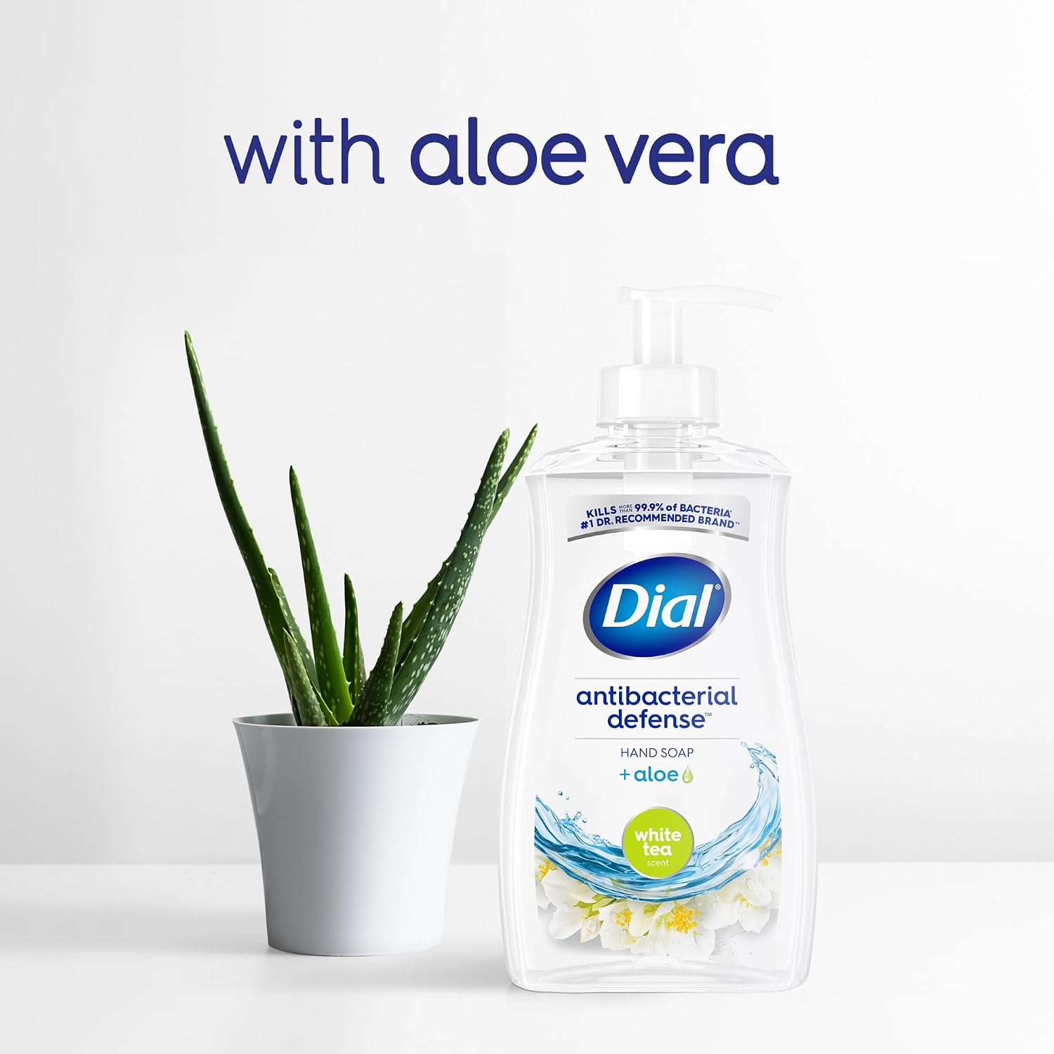 Dial Antibacterial Defense Liquid Hand Soap + Aloe, White Tea Scent, 11 Fl Oz (Pack of 4), Dermatologist-Tested Hand Wash, Gentle Formula - Image 7