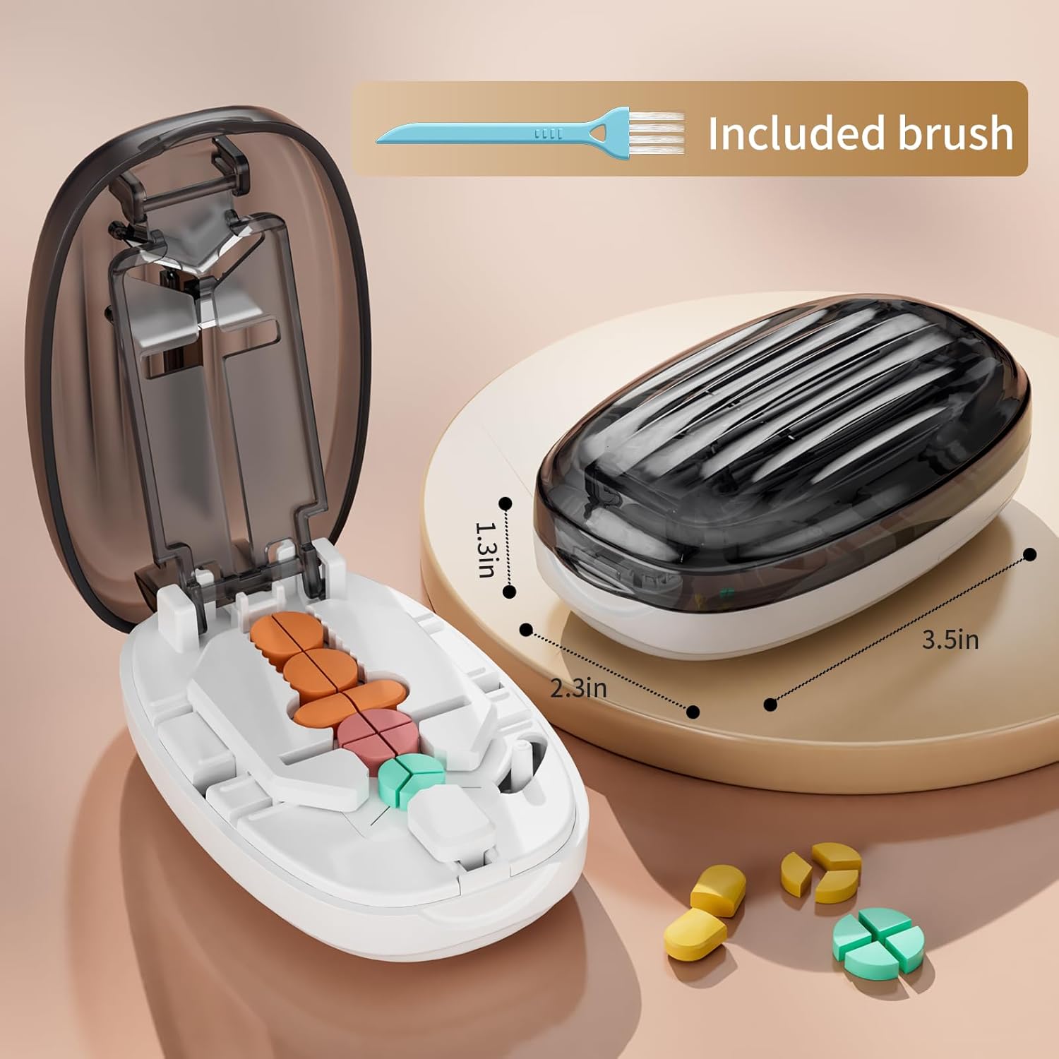 Pill Cutter Splitter for Small and Tiny Pills, 1/2 1/4 Pill Splitter for Small Pills,Tablets in Half or Quarters, Accurate and Easy Cutting, Stainless Steel Blade, Back Storage (Transparent Black) - Image 8