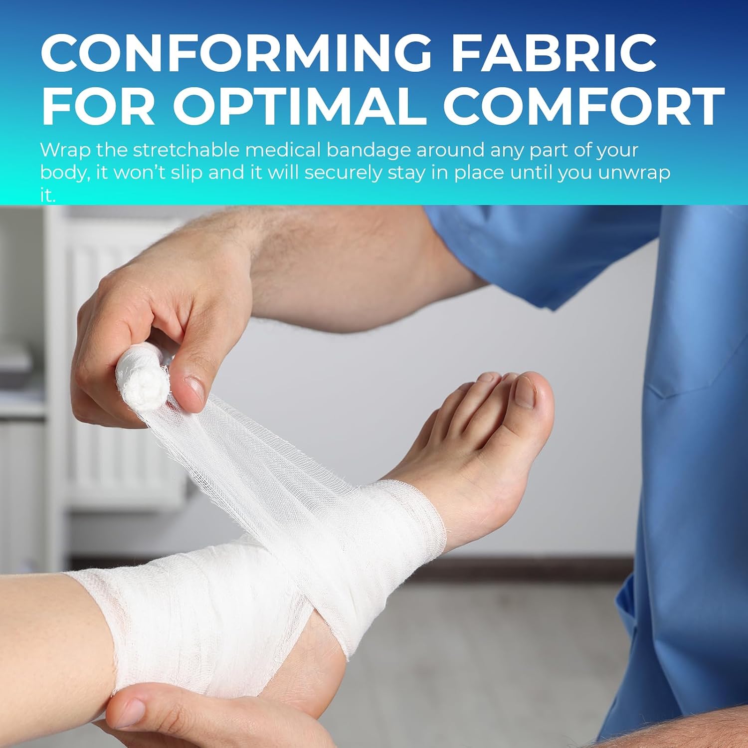 MED PRIDE Conforming Gauze Rolls First Aid Rolled Stretch Bandages for Wounds & Injuries – Disposable Nonsterile Body Wrap Dressing for The Knee, Ankle, Hands, Wrist, White (3''x 4.1 yd) - Image 4