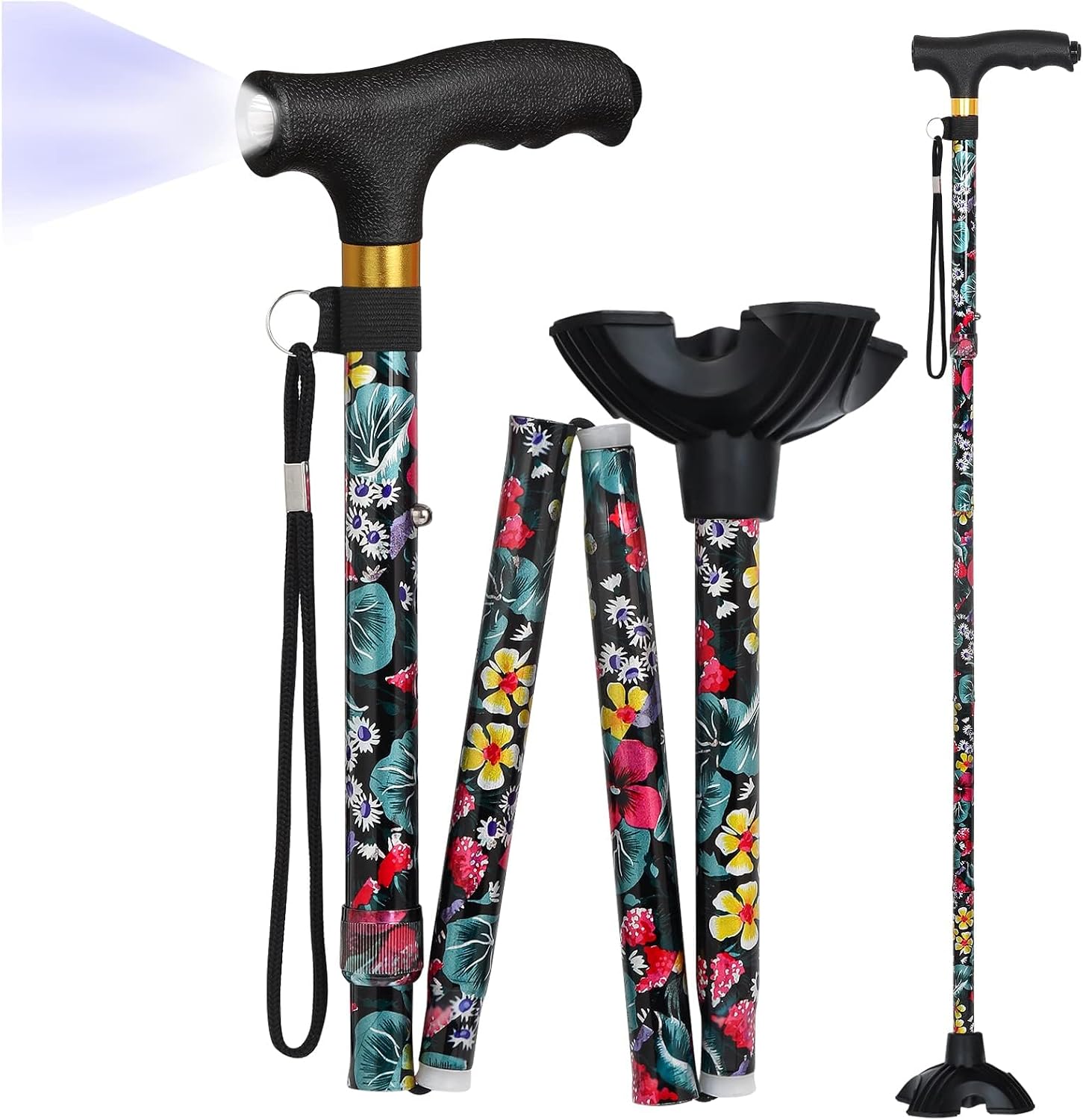 Walking Cane with LED Light, Foldab...