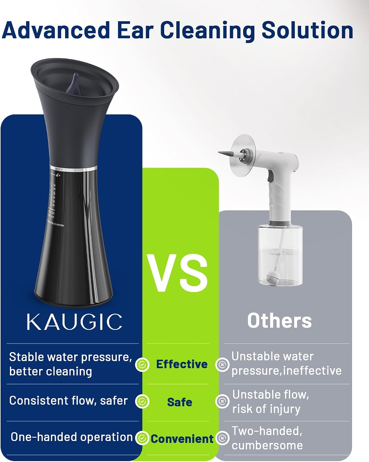 KAUGIC Ear Wax Removal, Self-Collecting Electric Flush Kit, Black - Image 3