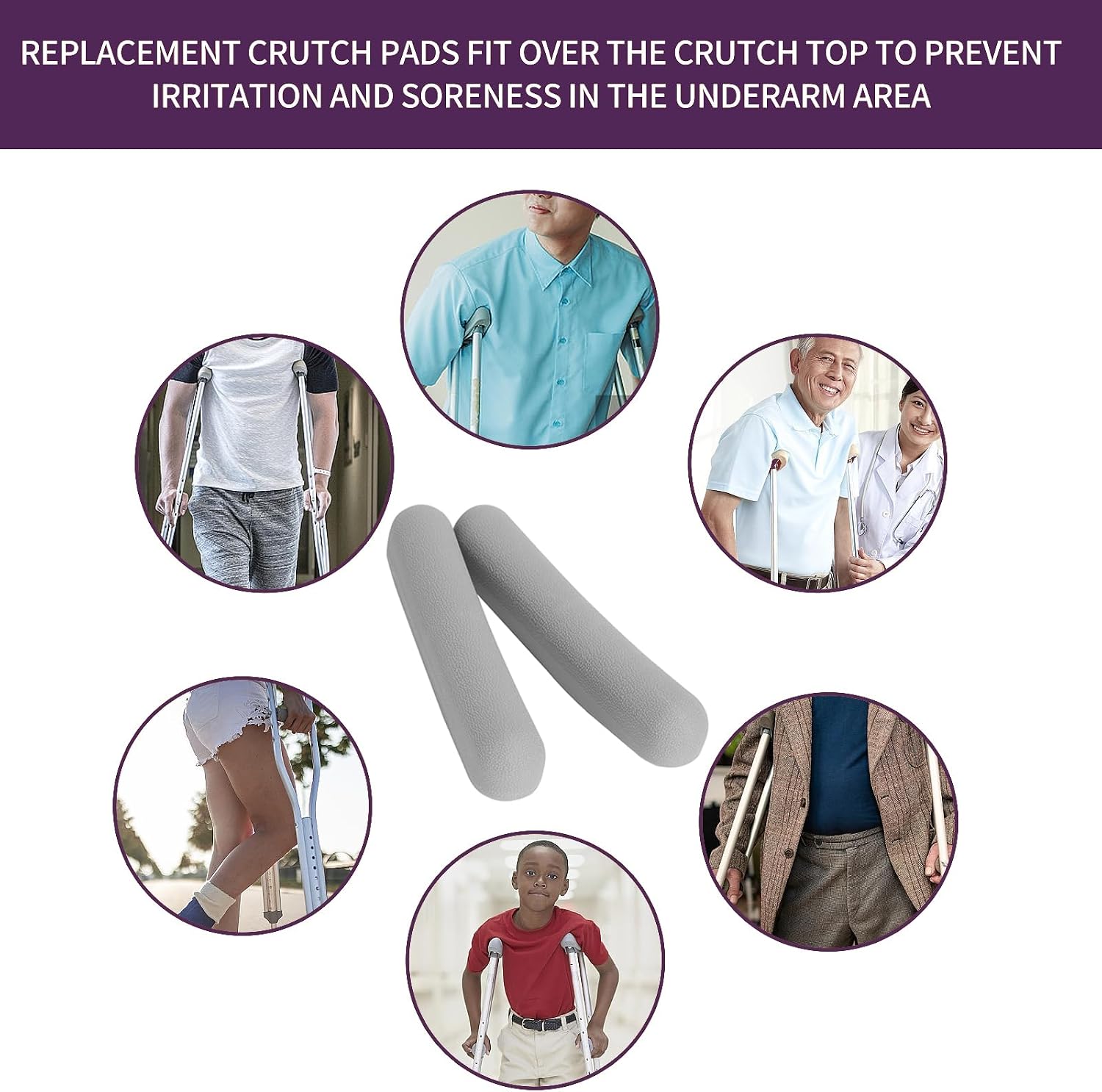 Replacement Crutch Pads, 2 Pack Crutch Padding, Underarm Crutch Pads, Replacment Cushion Tops Axillary Support Double Crutches Accessories - Image 5