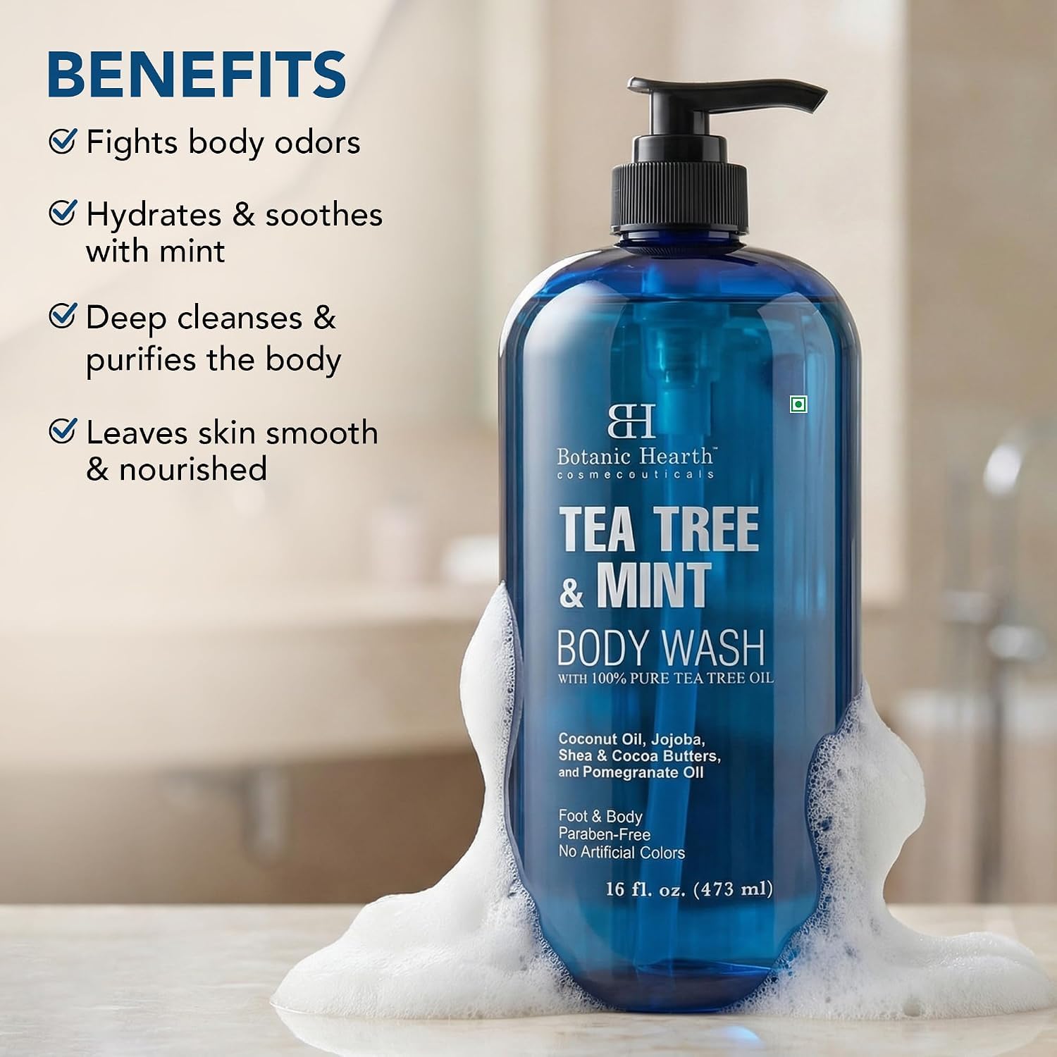 Botanic Hearth Tea Tree & Mint Body Wash With Fresh Scent- 16 fl oz - Image 2