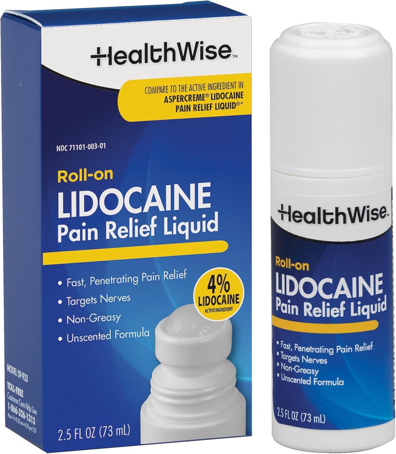 HealthWise 4% Lidocaine Roll-On, 2....