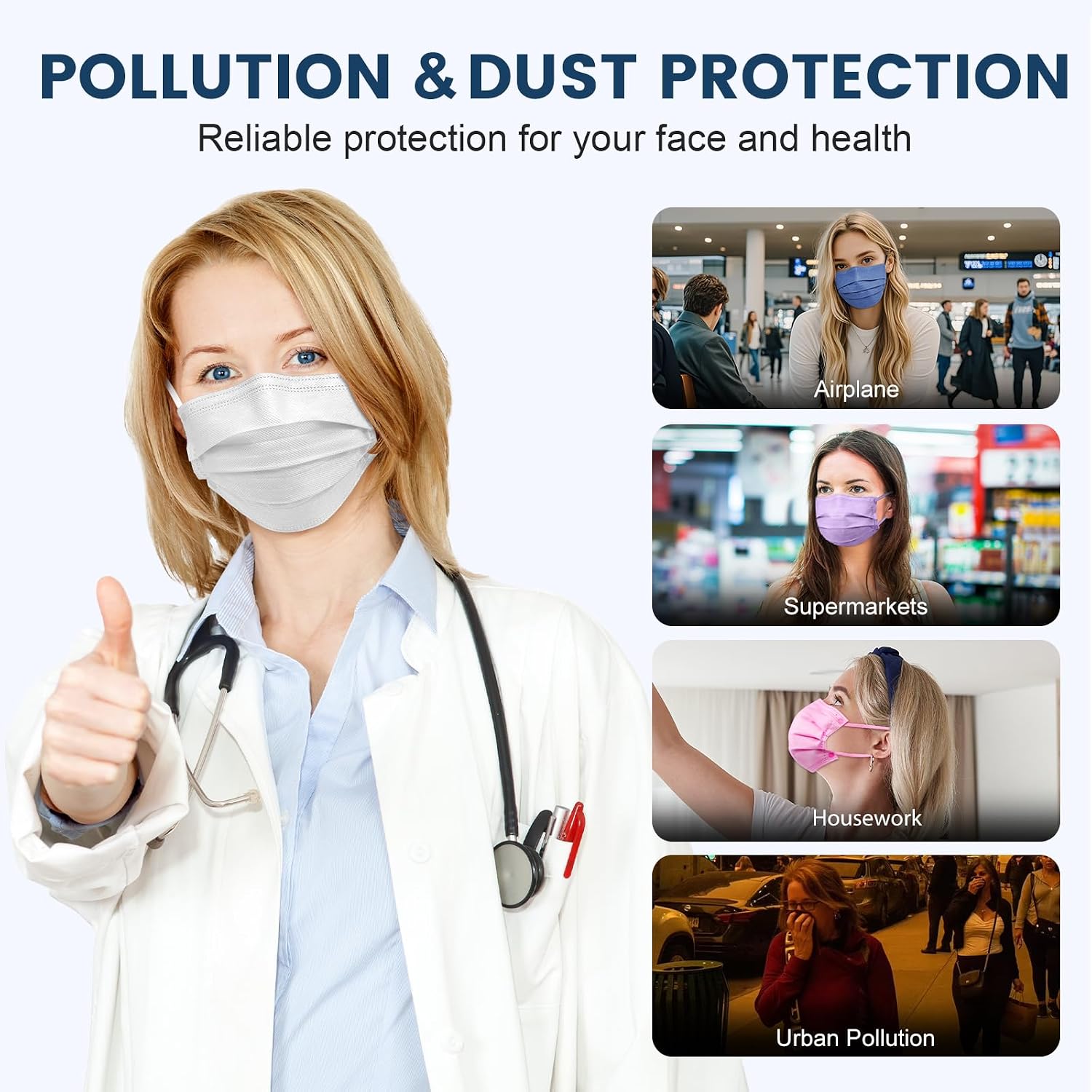 Disposable Face Mask for Adults, 50 Pack, Individually Wrapped, 10 Colors - Image 9