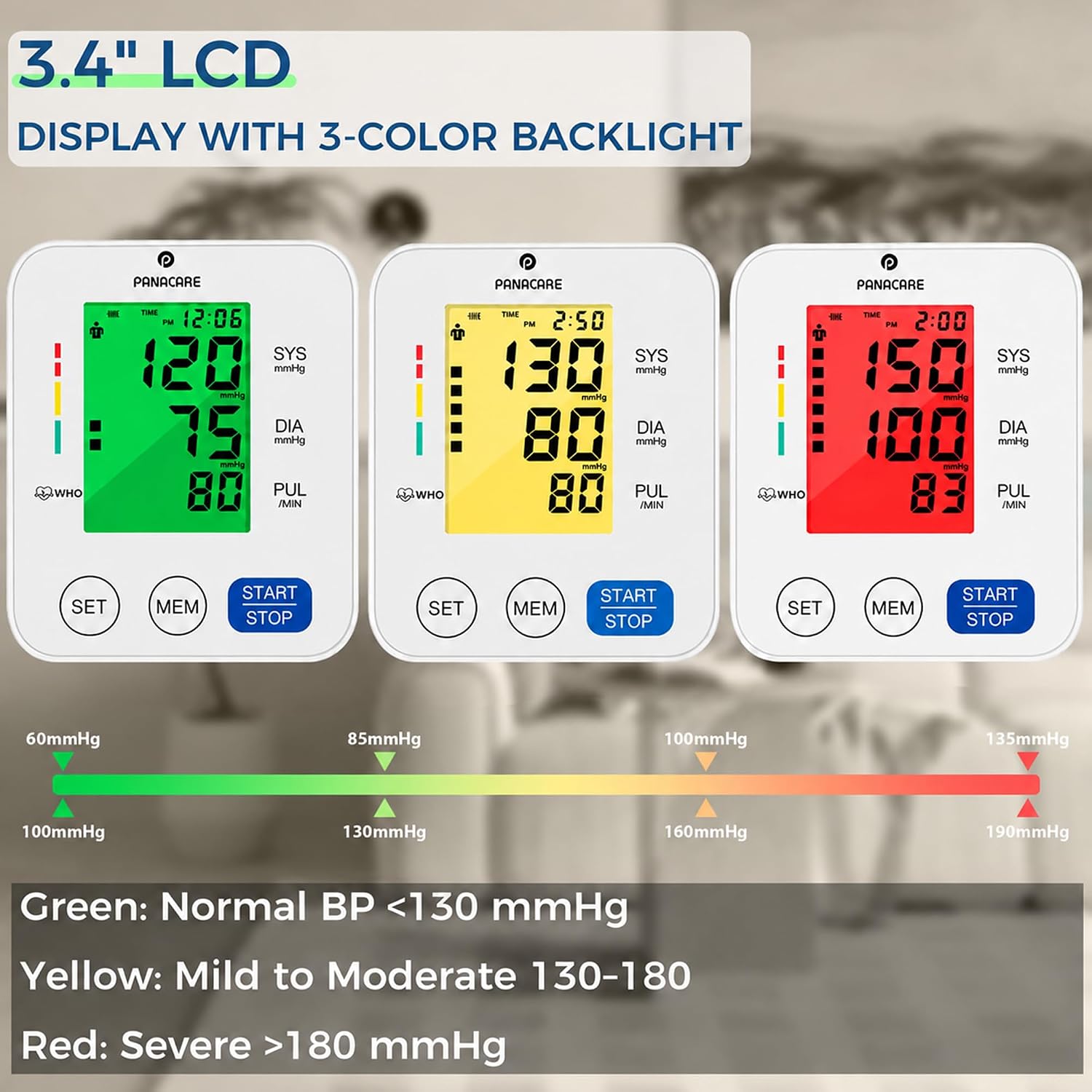 Upper Arm Blood Pressure Monitor for Home Use, Adjustable Cuff (8.7–16.5 inches), Large Backlit Display, White - Image 3