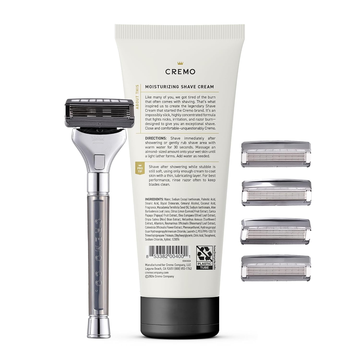 Cremo Shave Gift Set for Men - 1 Handle, 4 Razor Refills & Shaving Cream - Image 7