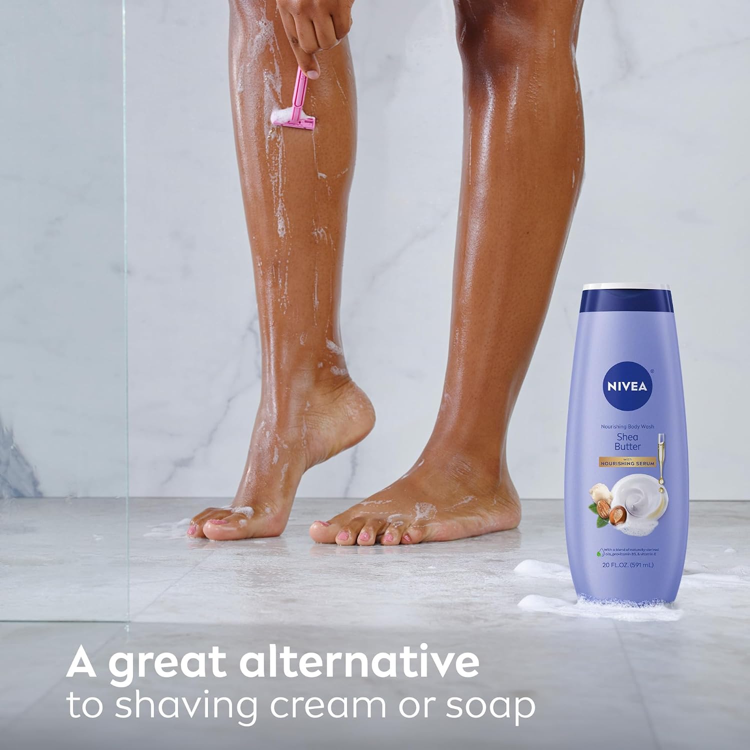 NIVEA Nourishing Shea Butter Body Wash, Nourishing Serum, 20 FL OZ - Image 10