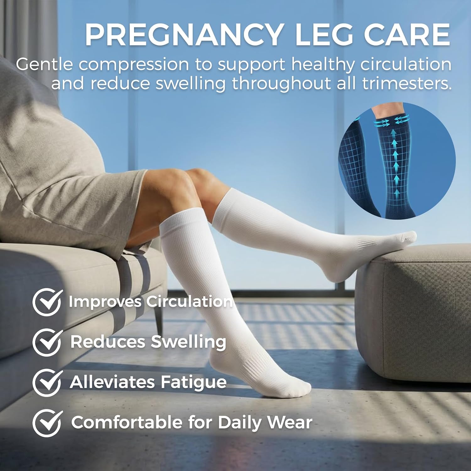 Compression Socks for Women & Men 15-20 mmHg, Knee High, 3 Pairs - Image 3