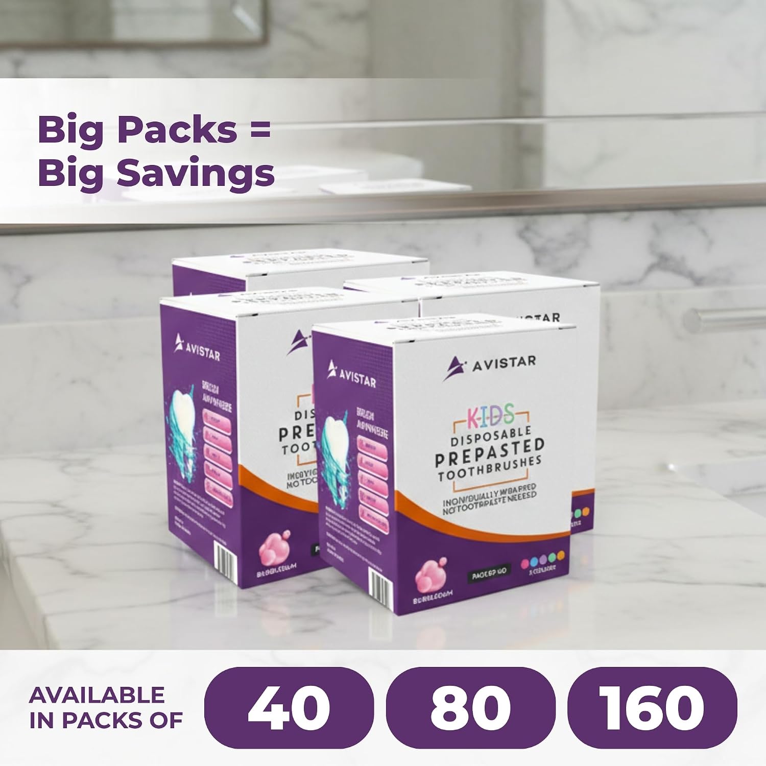 Kids 40 Prepasted Disposable Toothbrushes Individually Wrapped - Single Use Pre Pasted Disposable Toothbrushes with Toothpaste Built in - Waterless Toothbrush for Travel, Guests, Hotel, & Camping - Image 3