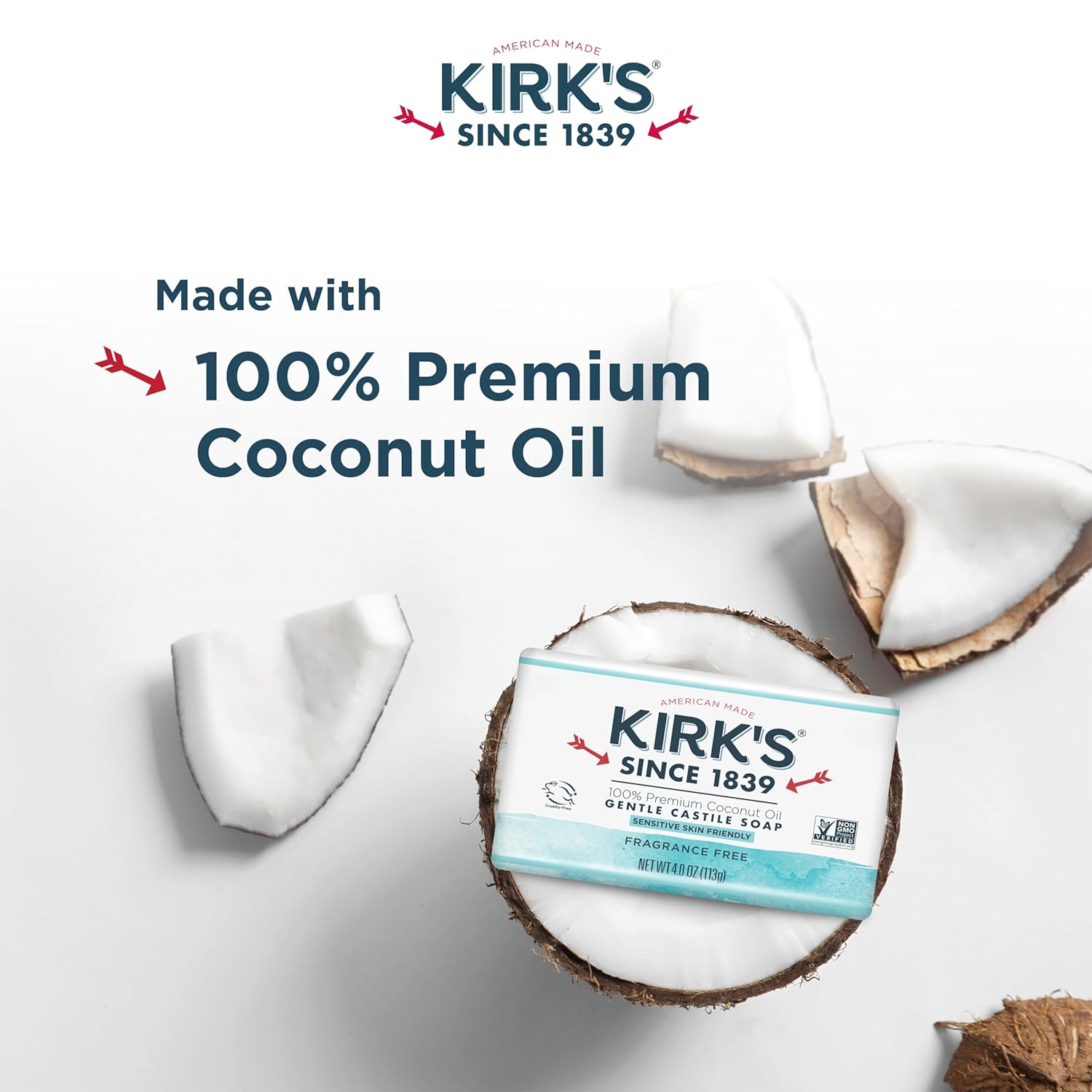 Kirk's Fragrance Free Castile Bar Soap (Pack of 3) - Image 3