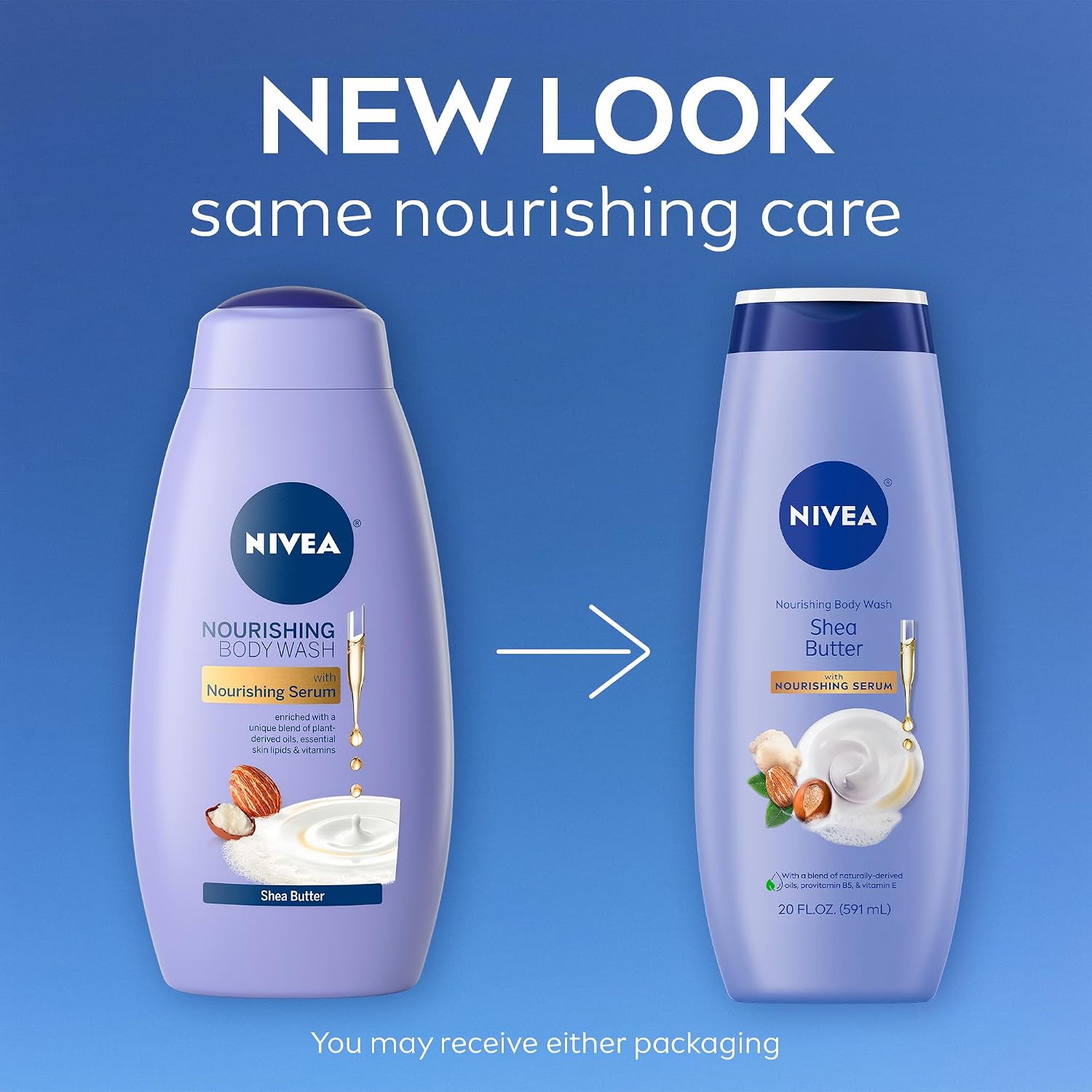 NIVEA Nourishing Shea Butter Body Wash, Nourishing Serum, 20 FL OZ - Image 2