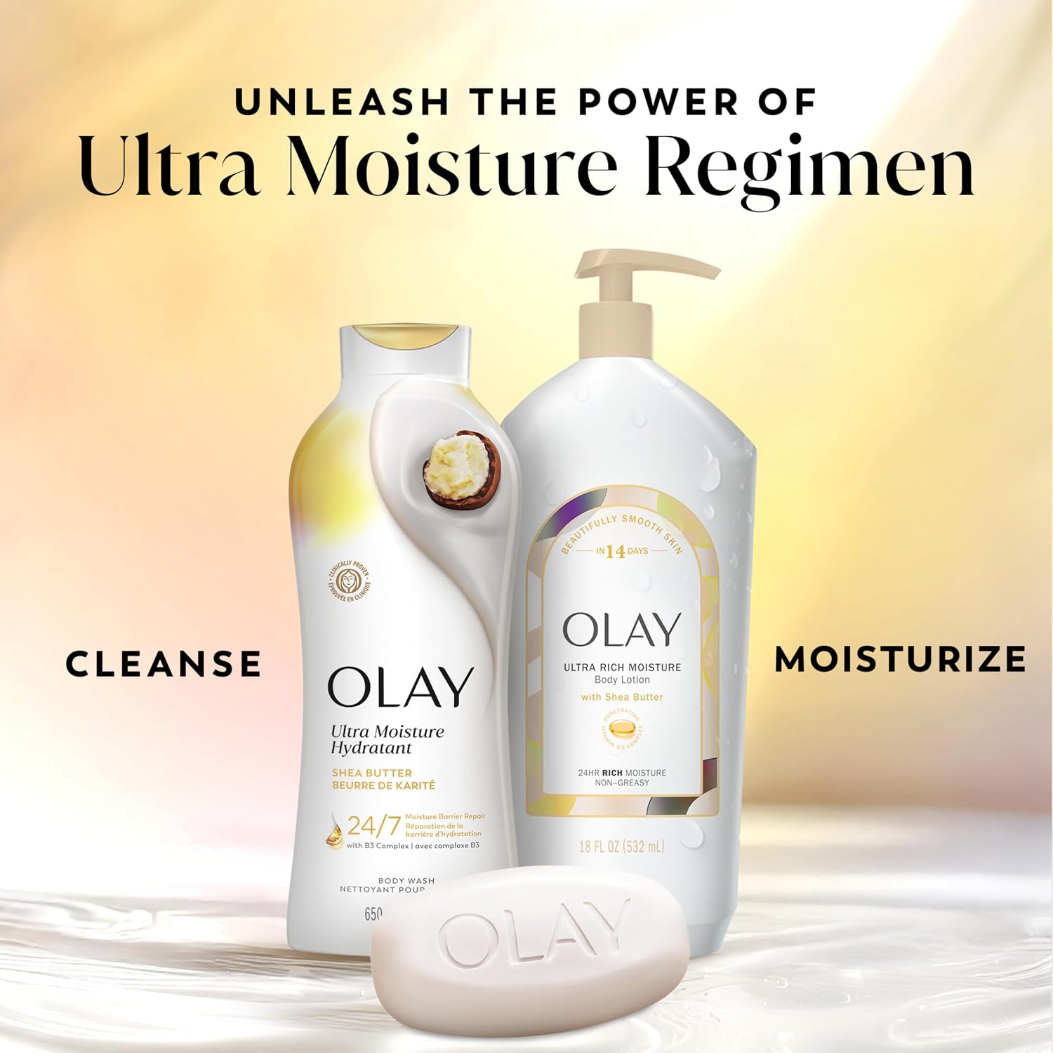 Olay Body Wash for Women, Ultra Moisture, 24hr Moisturizing, Hydrating & Refreshing, B3 Vitamin Complex, Free of Parabens & Phthalates, For All Skin Types, Shea Butter Scent, 22 fl oz - Image 10