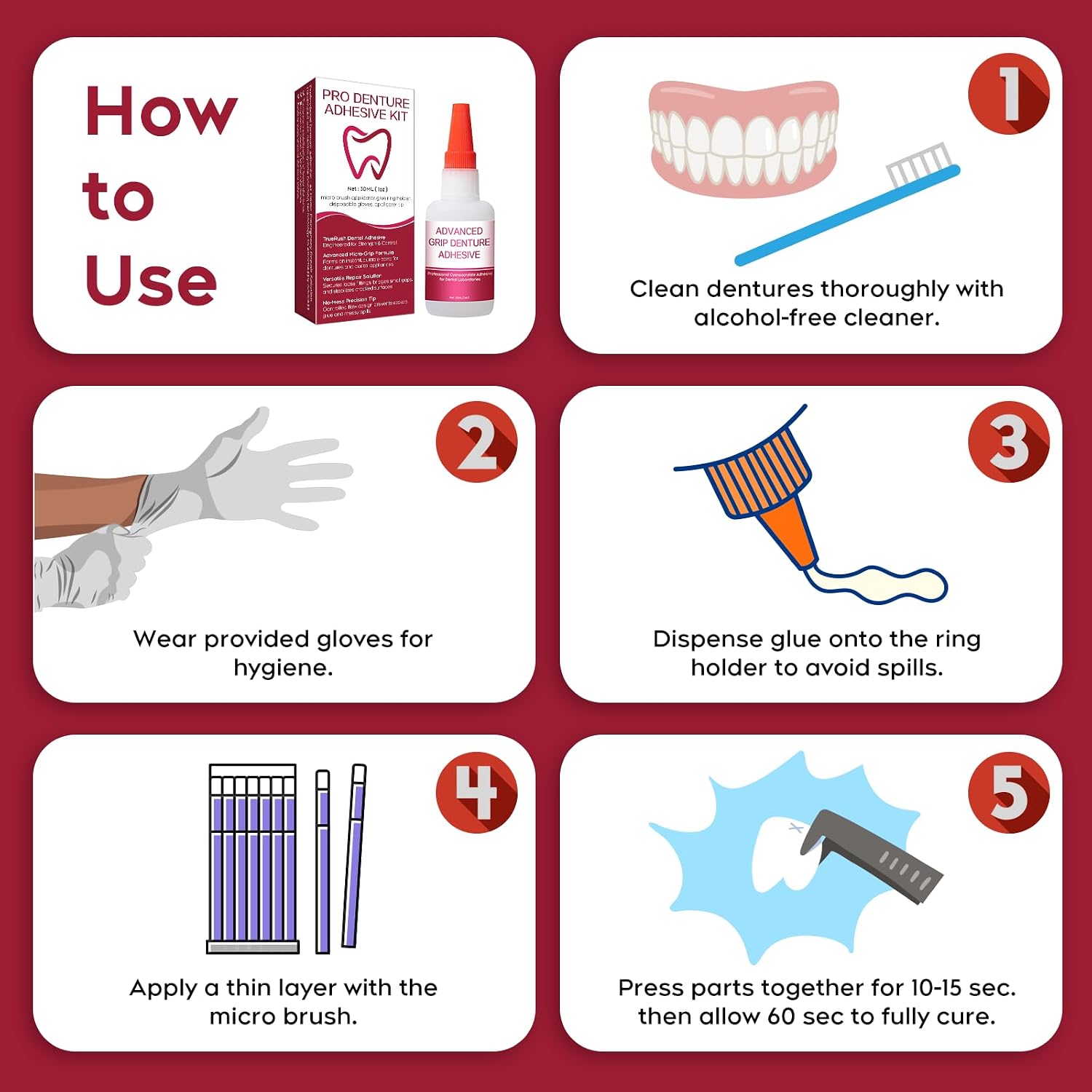 Dental Lab Instant Bonding Dental Glue for Dentures & Lab Tools - Fast-Setting in 15-60 Sec | Crack Repair & Gap Filling | Long-Lasting Hold (Days to Weeks) – 1oz - Image 6