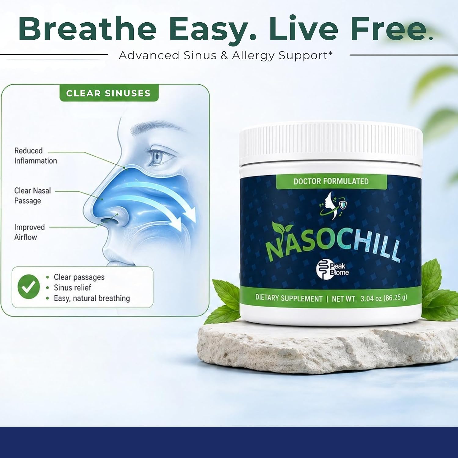 NasoChill Nasal Rinse Powder – Natural Sinus Rinse Support for Clear Breathing | Nasal Irrigation System Alternative | Helps with Nasal Congestion, Allergy Relief, and Saline Nasal Rinse - Image 5