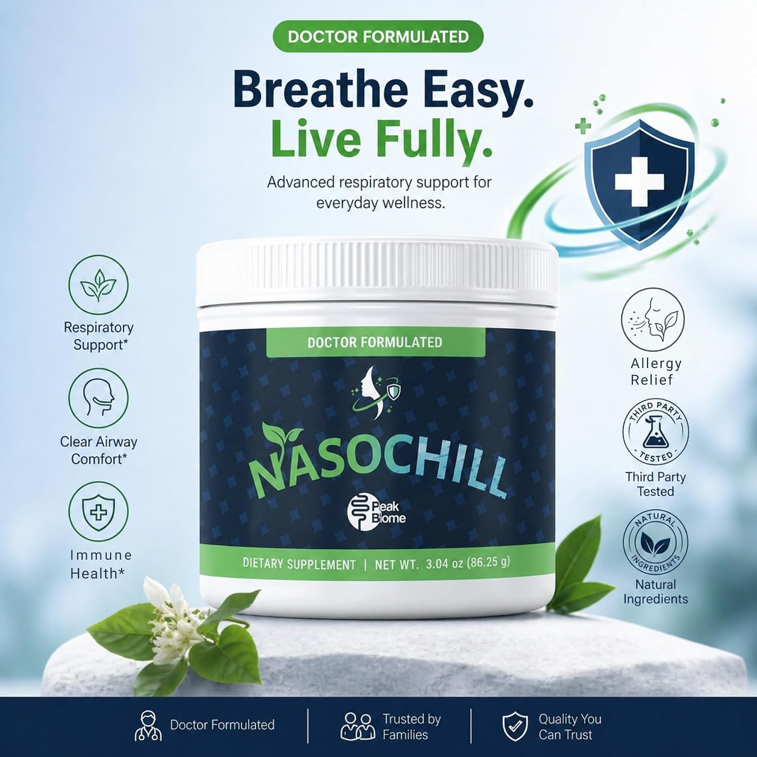 NasoChill Nasal Rinse Powder – Natural Sinus Rinse Support for Clear Breathing | Nasal Irrigation System Alternative | Helps with Nasal Congestion, Allergy Relief, and Saline Nasal Rinse - Image 7