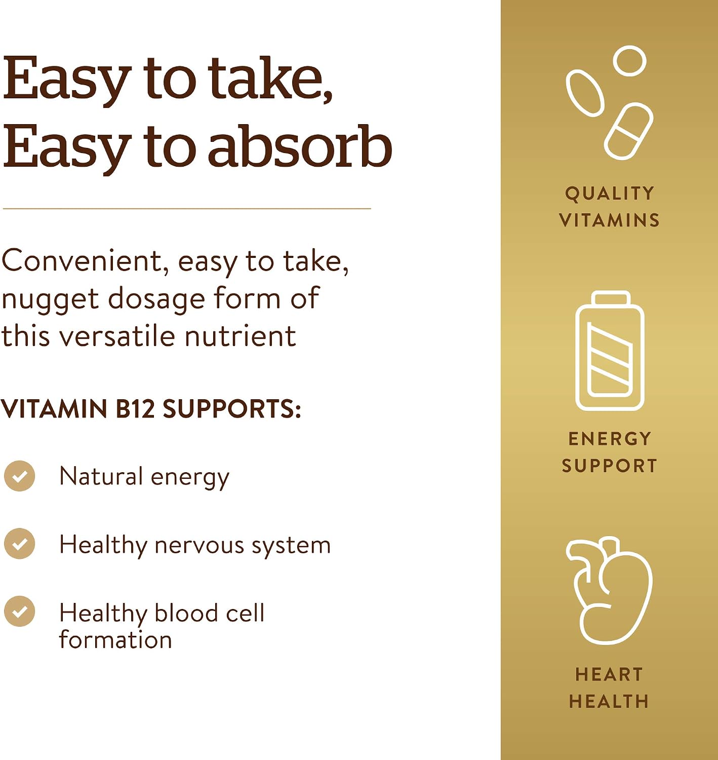 Solgar Vitamin B12 1000 mcg, 250 Nuggets - Supports Production of Energy, Red Blood Cells - Healthy Nervous System - Promotes Cardiovascular Health - Vitamin B - Non-GMO, Gluten Free - 250 Servings - Image 4