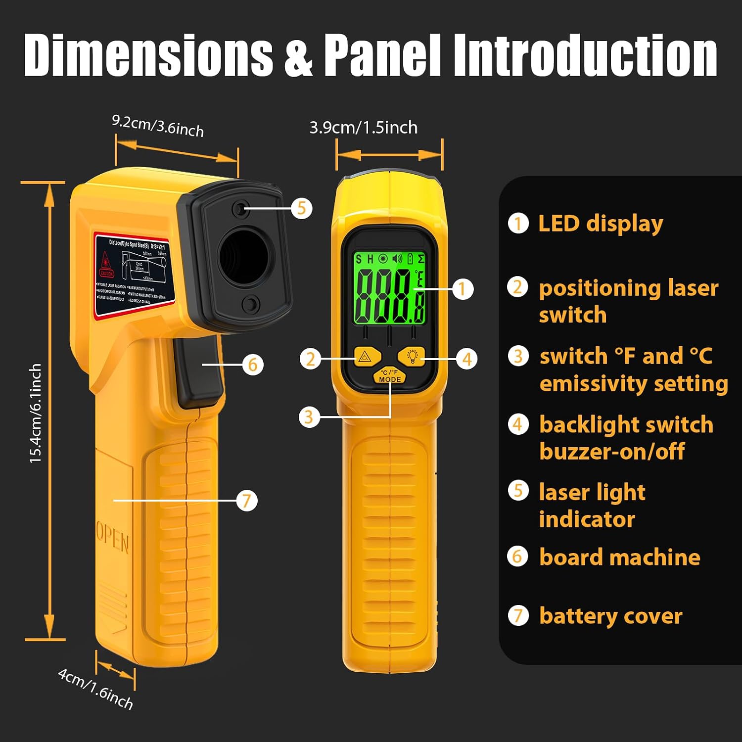 FKM Infrared Thermometer Gun High Precision 13-Point Laser -58°F~1112°F - Image 8
