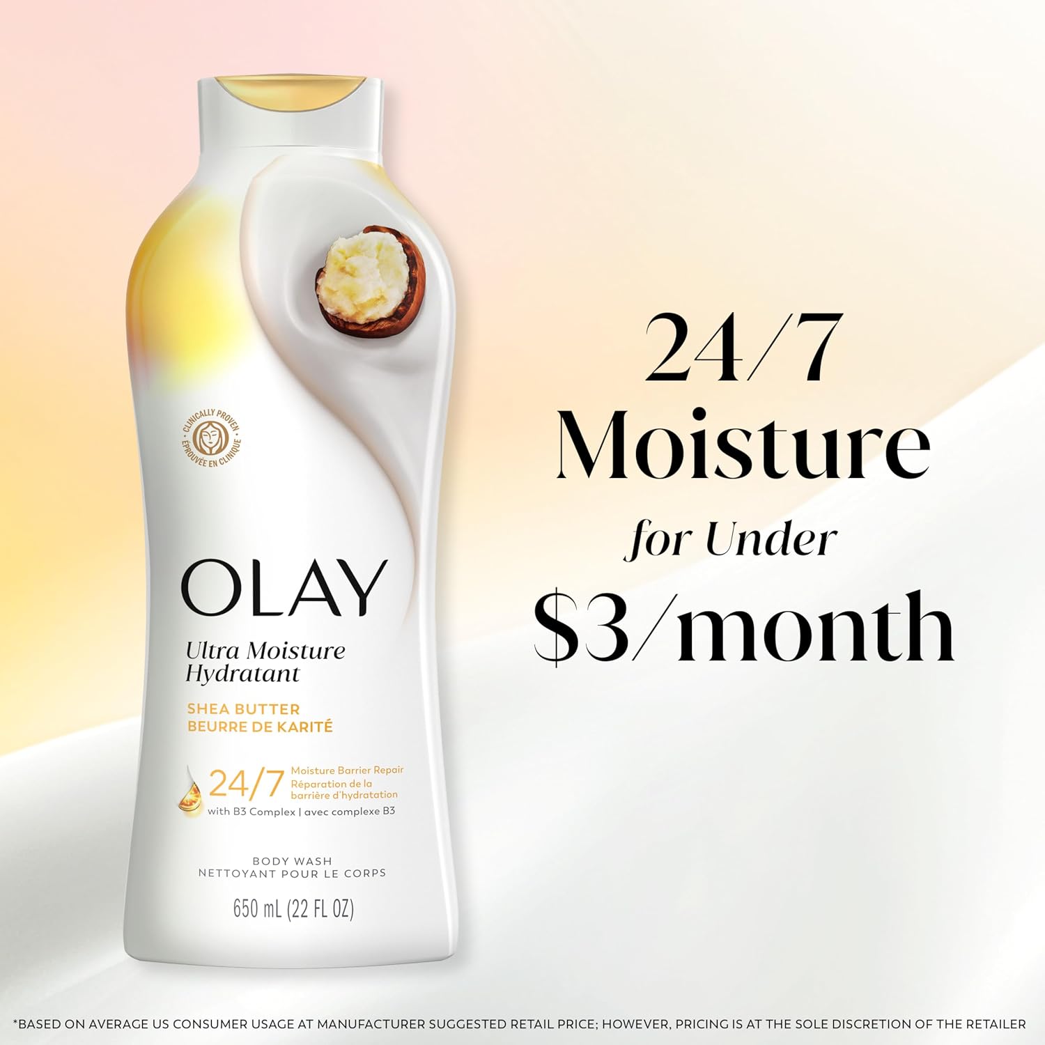 Olay Body Wash for Women, Ultra Moisture, 24hr Moisturizing, Hydrating & Refreshing, B3 Vitamin Complex, Free of Parabens & Phthalates, For All Skin Types, Shea Butter Scent, 22 fl oz - Image 9
