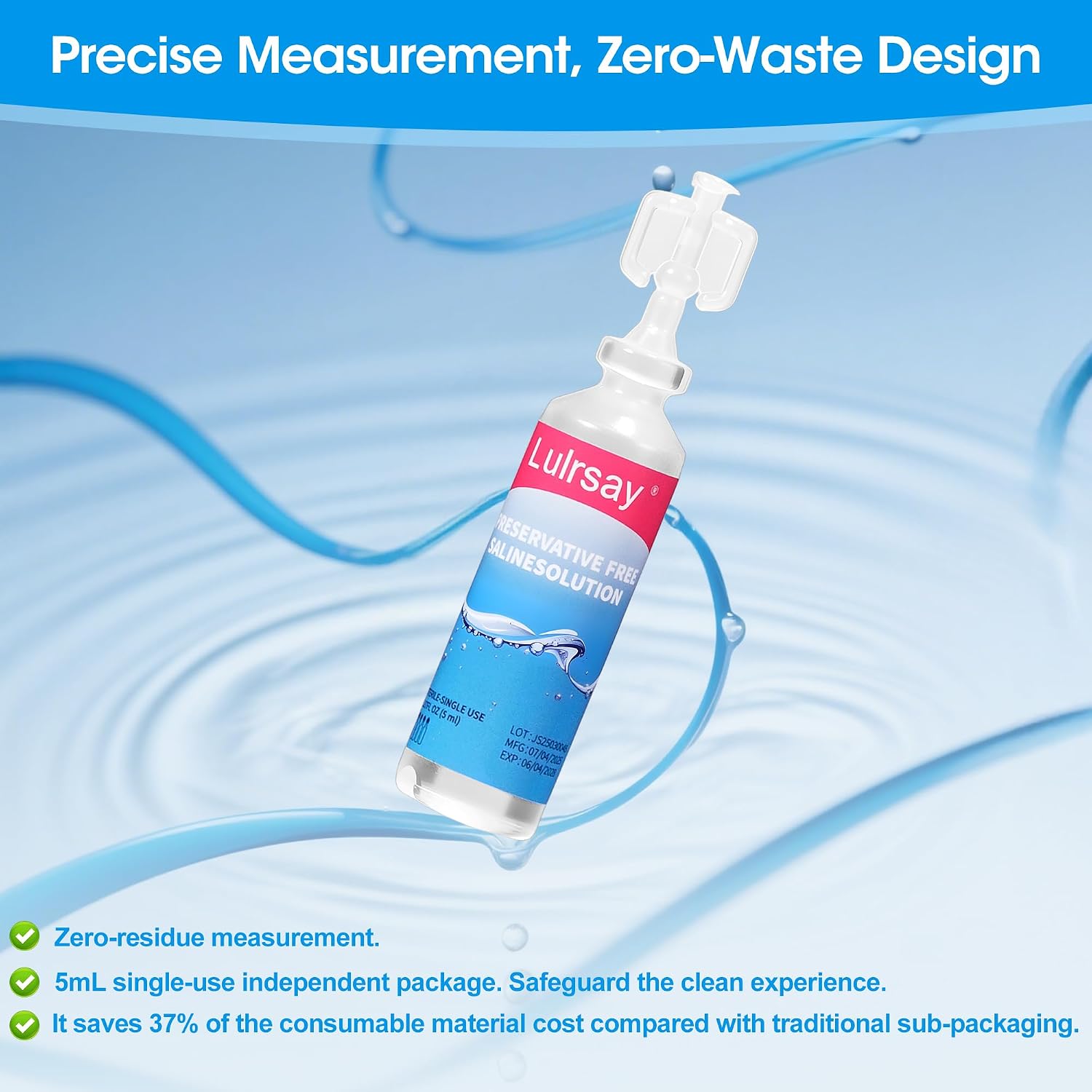 Normal Saline Solution 0.9% - 100 Squeeze Single-Use Vials (5mL Each) - Preservative-Free & Isotonic Sodium Chloride Solution - Image 2