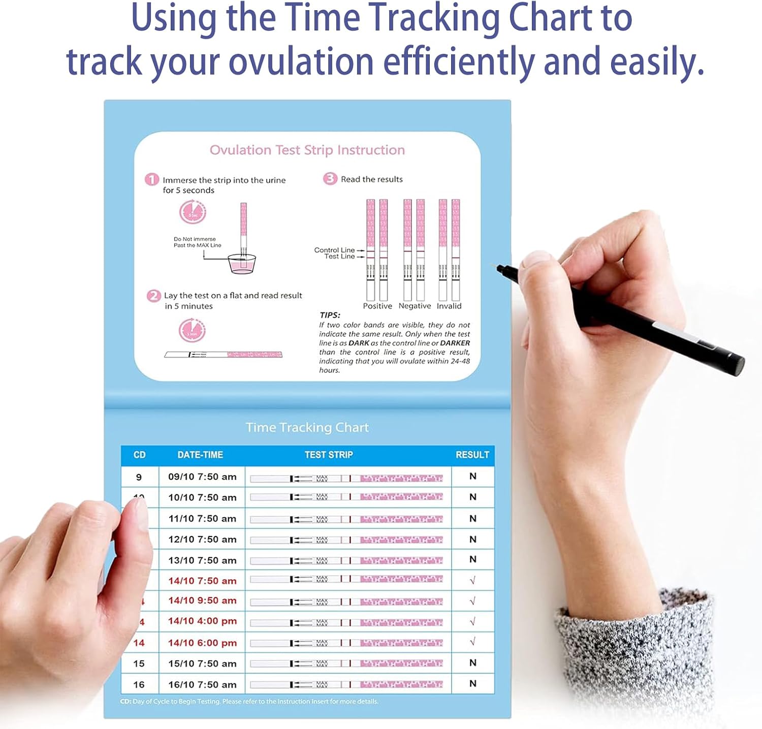 MomMed Ovulation Test Strips, Ovulation and Pregnancy Tests (LH50-HCG20), Includes 50 Ovulation Tests and 20 Pregnancy Tests with 70 Urine Cups, Accurately Track Ovulation and Detect Early Pregnancy - Image 8