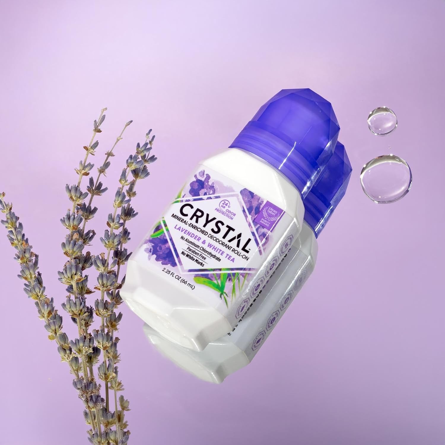 CRYSTAL Deodorant Aluminum Free Mineral Deodorant Roll-On for Women & Men, Lavender & White Tea - Paraben Free - Certified Cruelty Free & Vegan Deodorant - Prevents Odor Up to 24 Hours ,2.25 Fl Oz (Pack of 3),21661-3 - Image 5