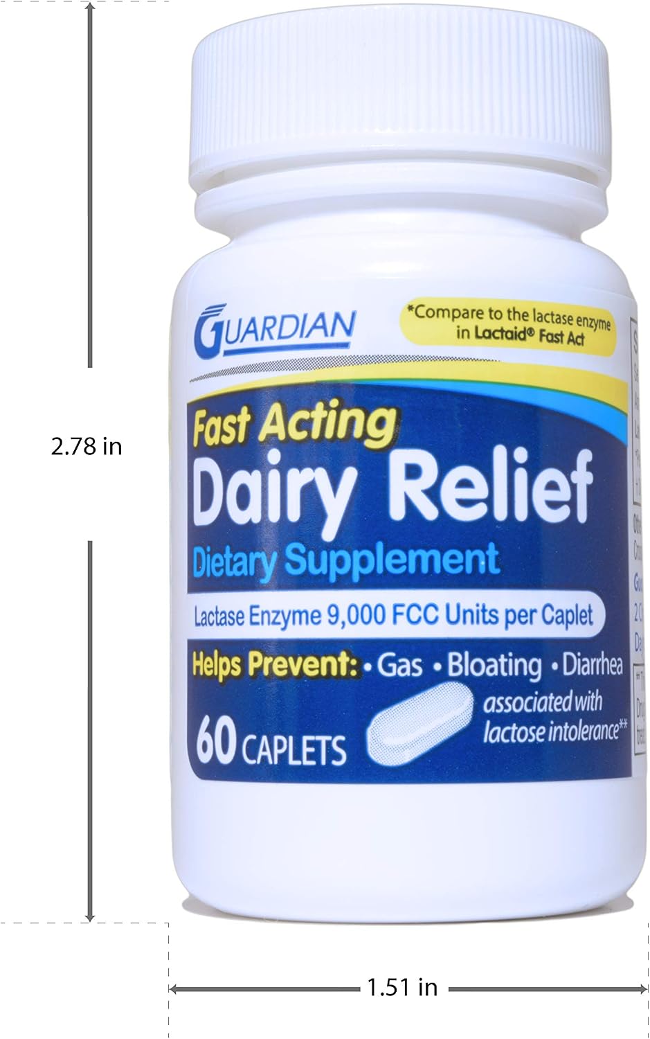 guardian Dairy Relief Fast Acting Caplets, 9000 FCC, Lactose Intolerance Pills, Lactase Enzyme (360CT (Bottles)) - Image 3