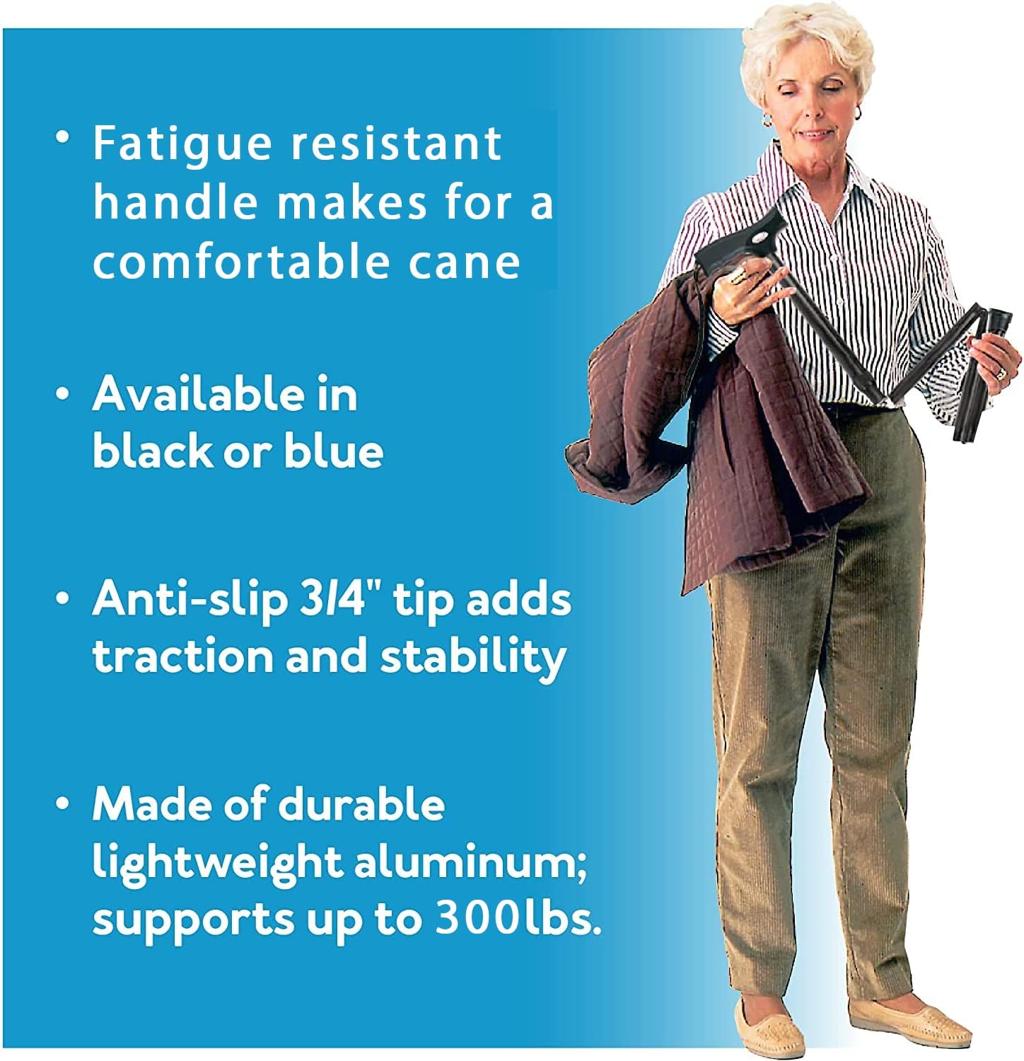 ProBasics Black Folding Cane for Men and Women, Adjustable Foldable Walking Cane with Comfortable Handle - Lightweight, Durable and Portable Walking Aid for Elderly, Disabled, and Mobility Impaired - Image 2