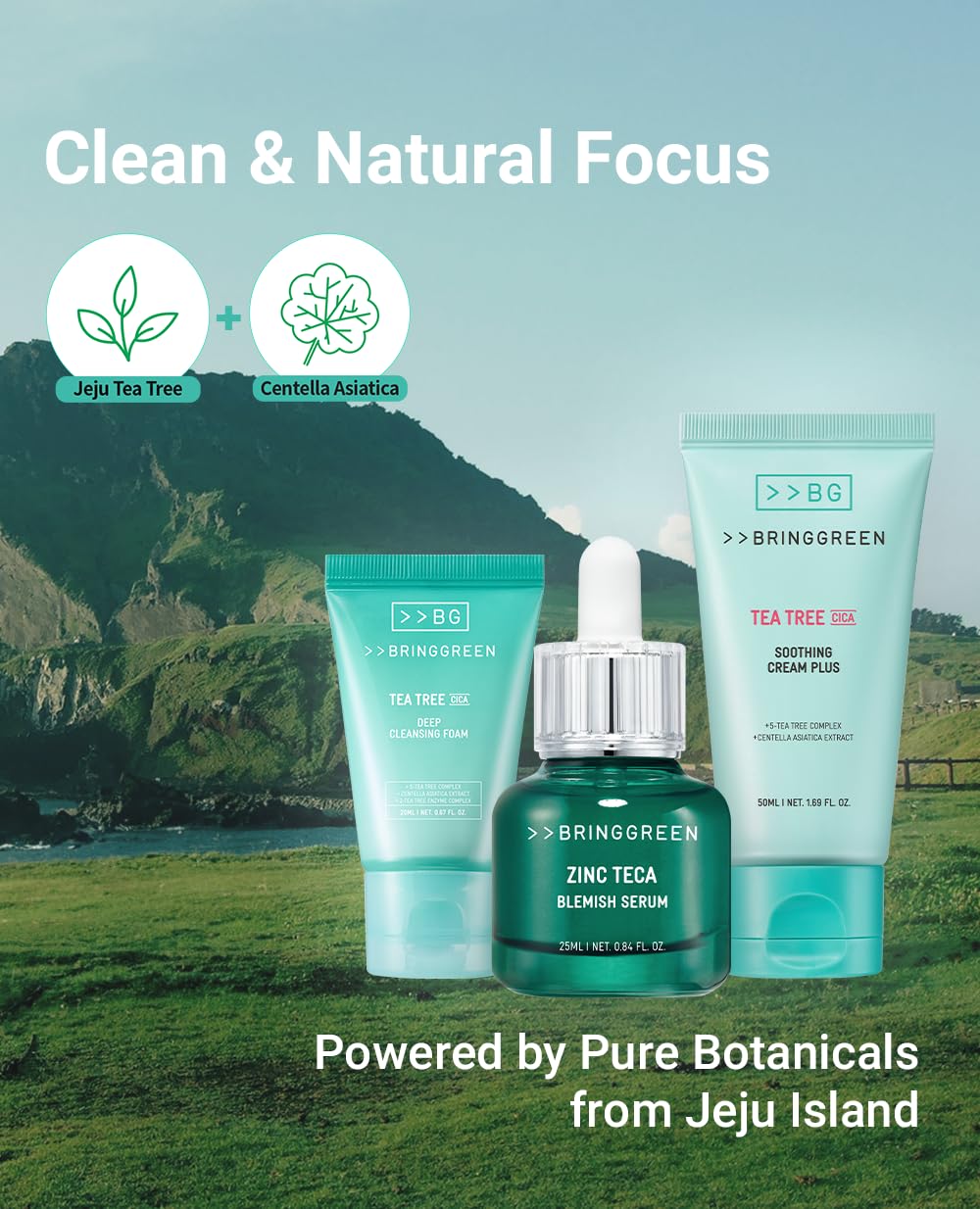 BRING GREEN TEA TREE CICA SET | Korean Skin Care Kit for Acne-Prone, Sensitive Skin | Zinc Teca Serum, Tea Tree Hydrating Moisturizer & Deep Cleansing Foam | Oil Control & Pore Care | K-Beauty Gift - Image 5