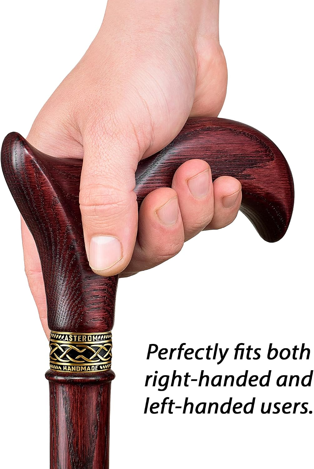 Asterom Handcrafted Walking Cane, Stylish Wooden Canes for Men, Oak Wood - Image 3