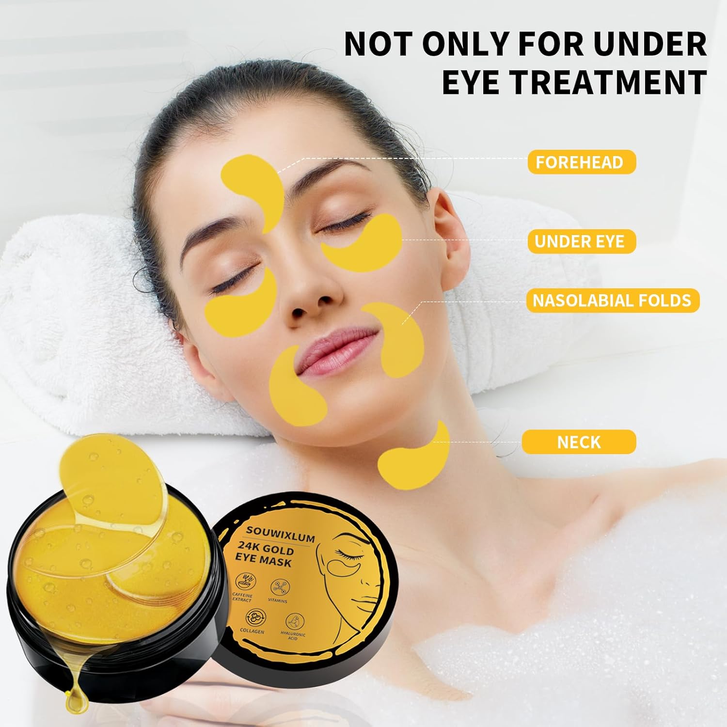 Under Eye Patches For Puffy Eyes 70PCS, 24K Gold Eye Mask For Dark Circles and Puffiness, Under Eye Mask Patches Skincare, Eye Gel Pads, Eye Patches For Wrinkles, Puffy Eyes Bags Treatment Women Men - Image 4